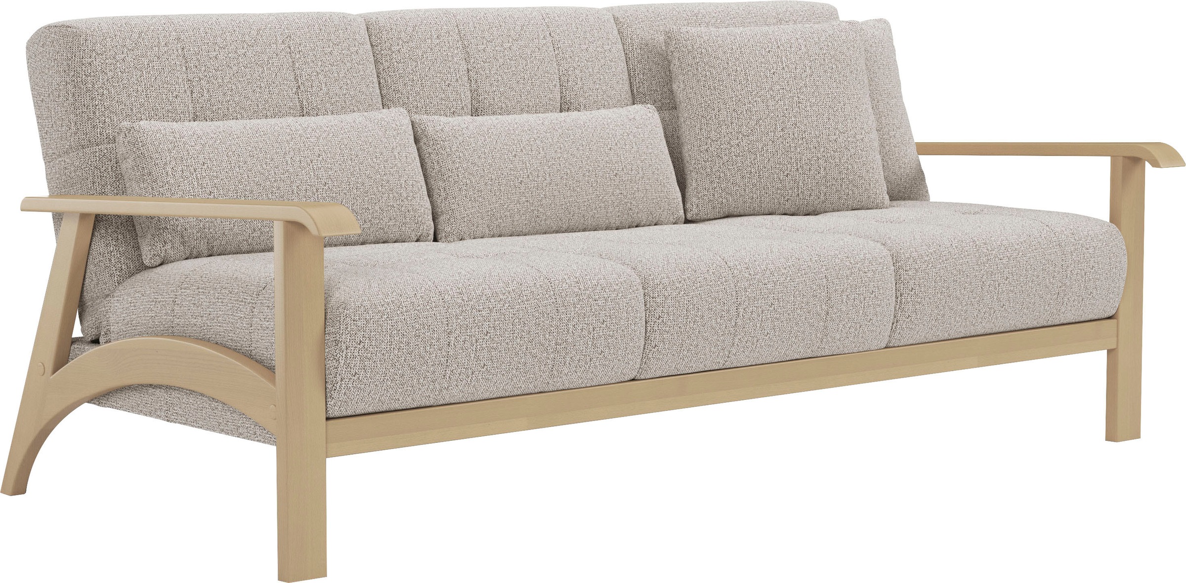 sit&more 3-Sitzer »Billund«, Armlehnen aus Buchenholz in natur, verschiedene Bezüge und Farben