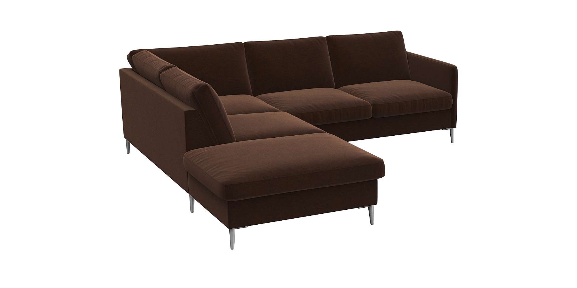 FLEXLUX Ecksofa »Fiore, L-Form«, schmale Armlehnen, Füße alufarben, B/T 234/225 cm, Kaltschaum im Sitz