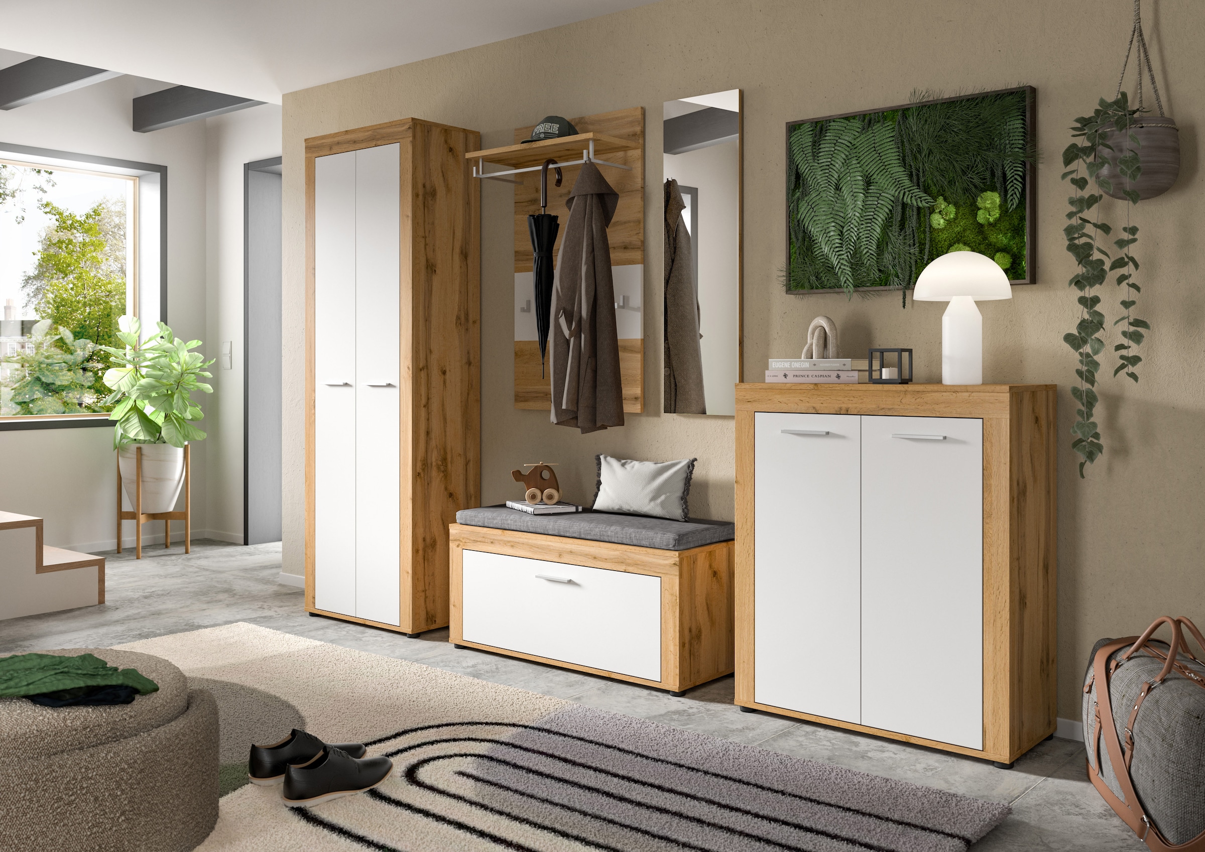 INOSIGN Sitzbank »Aosta Sitzbank«, (2 St.), Sitzbank inkl. Sitzkissen, Fur, Diele, Garderobe