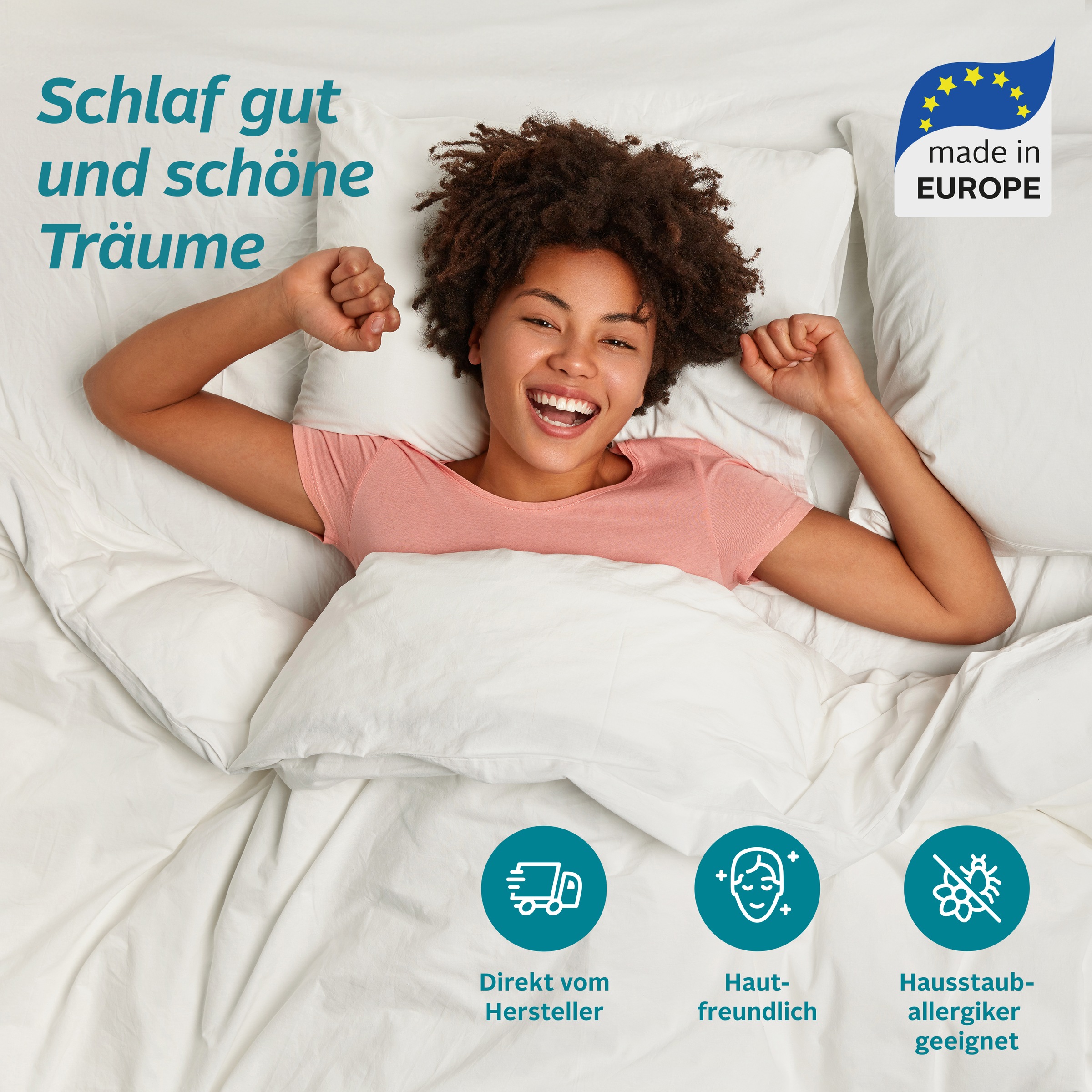 Thumbnail - my home Steppbett + Kopfkissen "Microlux, Bettdecke 135x200 cm, 155x220 cm" Set mit Kissen 40x80 cm, 80x80 cm, Sommer, H...