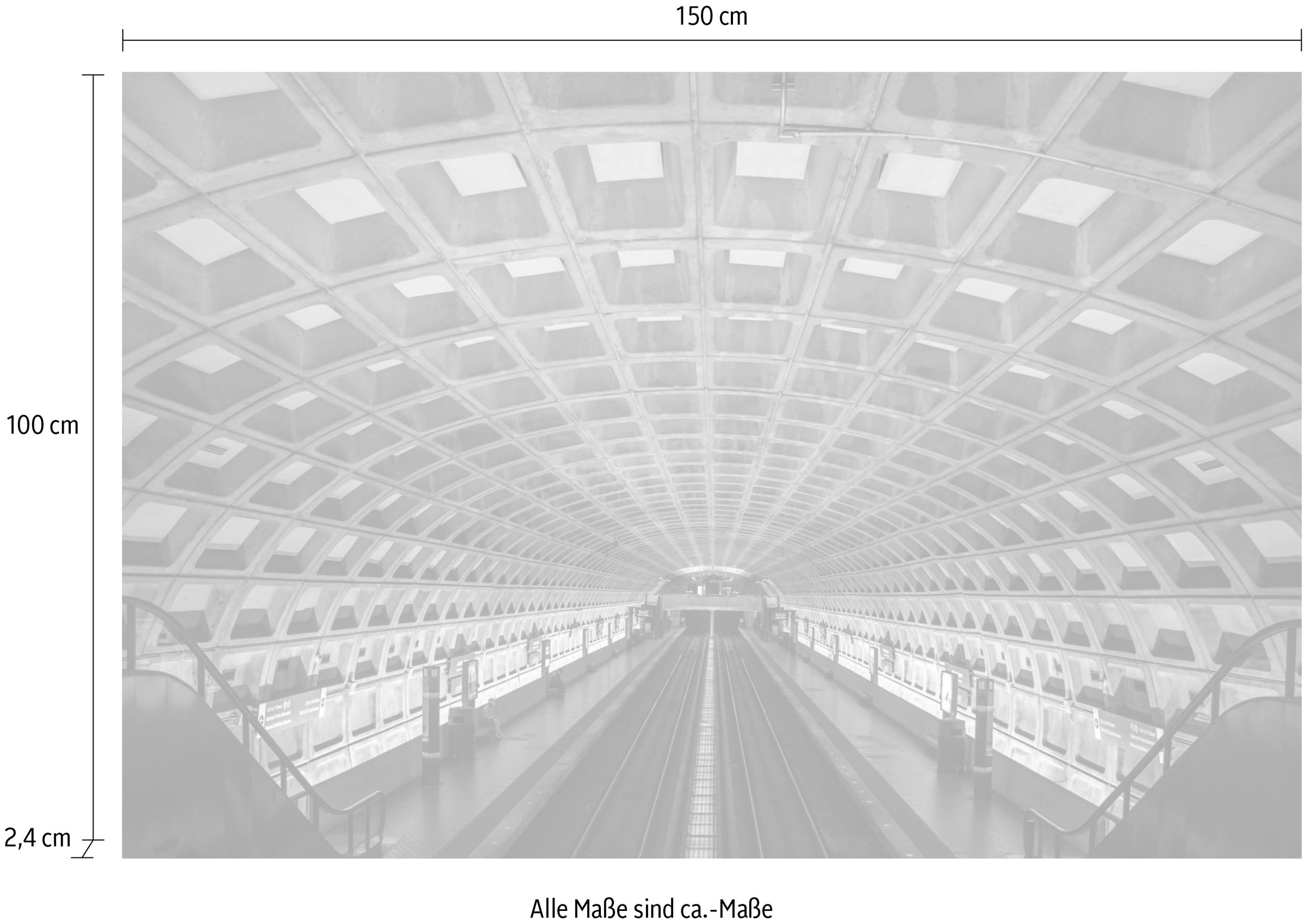 queence Acrylglasbild »U-Bahn Station«, Kunst-Züge-Zugbilder-Gebäude, Fine Art-Print in Galeriequalität