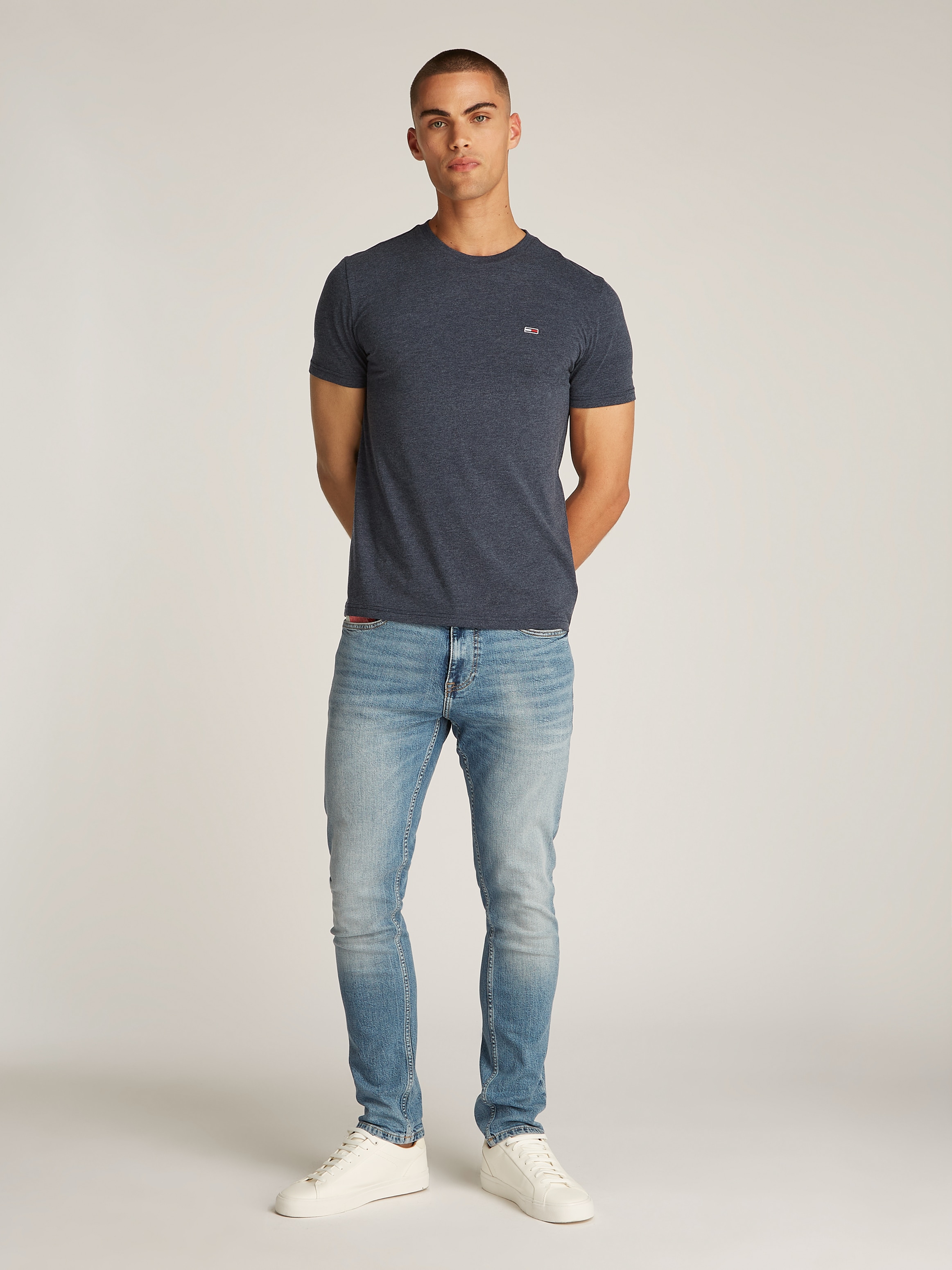 Tommy Jeans T-Shirt »TJM XSLIM JASPE HTR TEE EXT«, in Melange-Optik