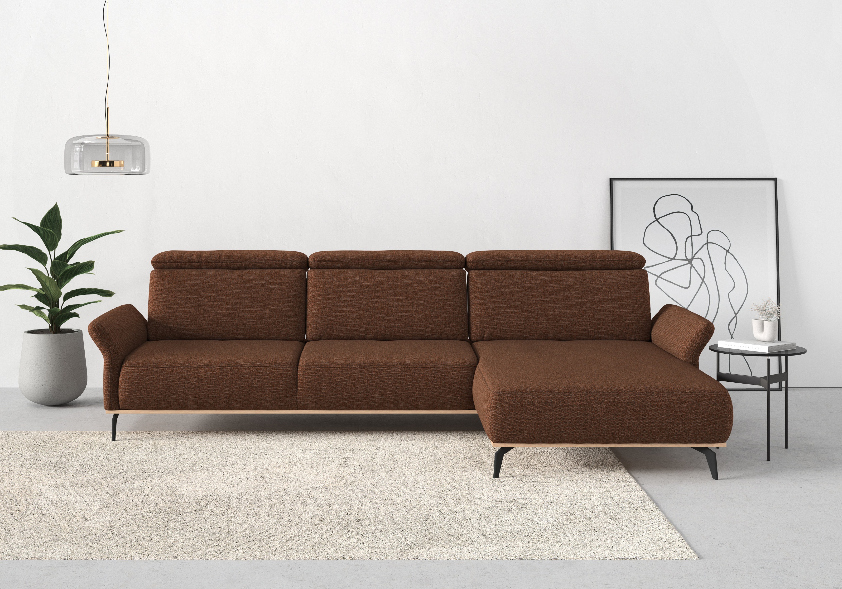 Thumbnail - PLACES OF STYLE Ecksofa "Fjord L-Form" massiv, wahlweise mit Armlehnfunktion, Kopf- Sitztiefenverstellung