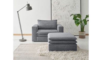 Polstersessel »PIAGGE«, (2 tlg.), Hochwertiger Cord, Loveseat und Loveseat-Hocker im Set