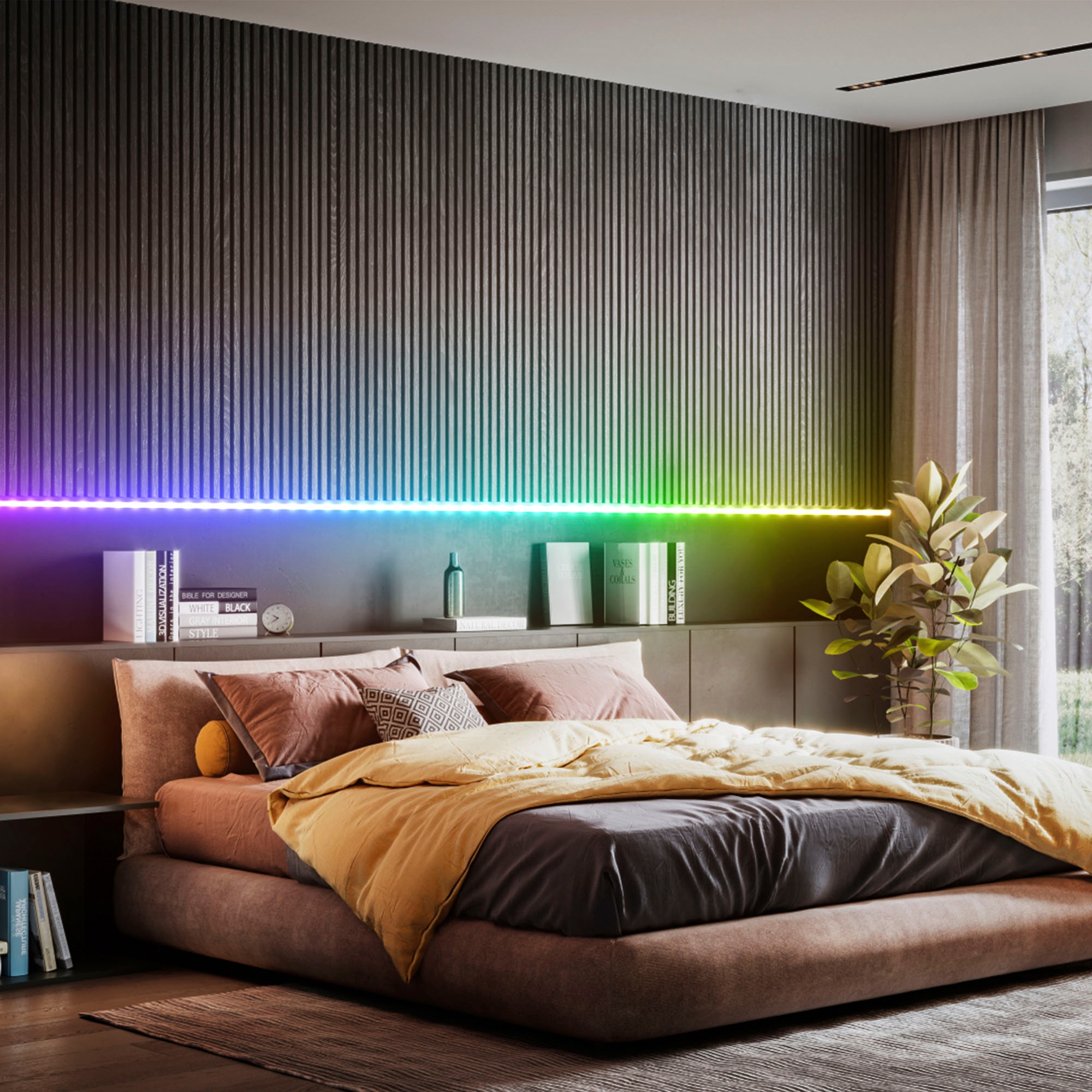 B.K.Licht LED-Streifen »USB RGBIC«, 150 St.-flammig, Lichtleiste, mit Musiksensor, mit Fernbedienung, selbstklebend
