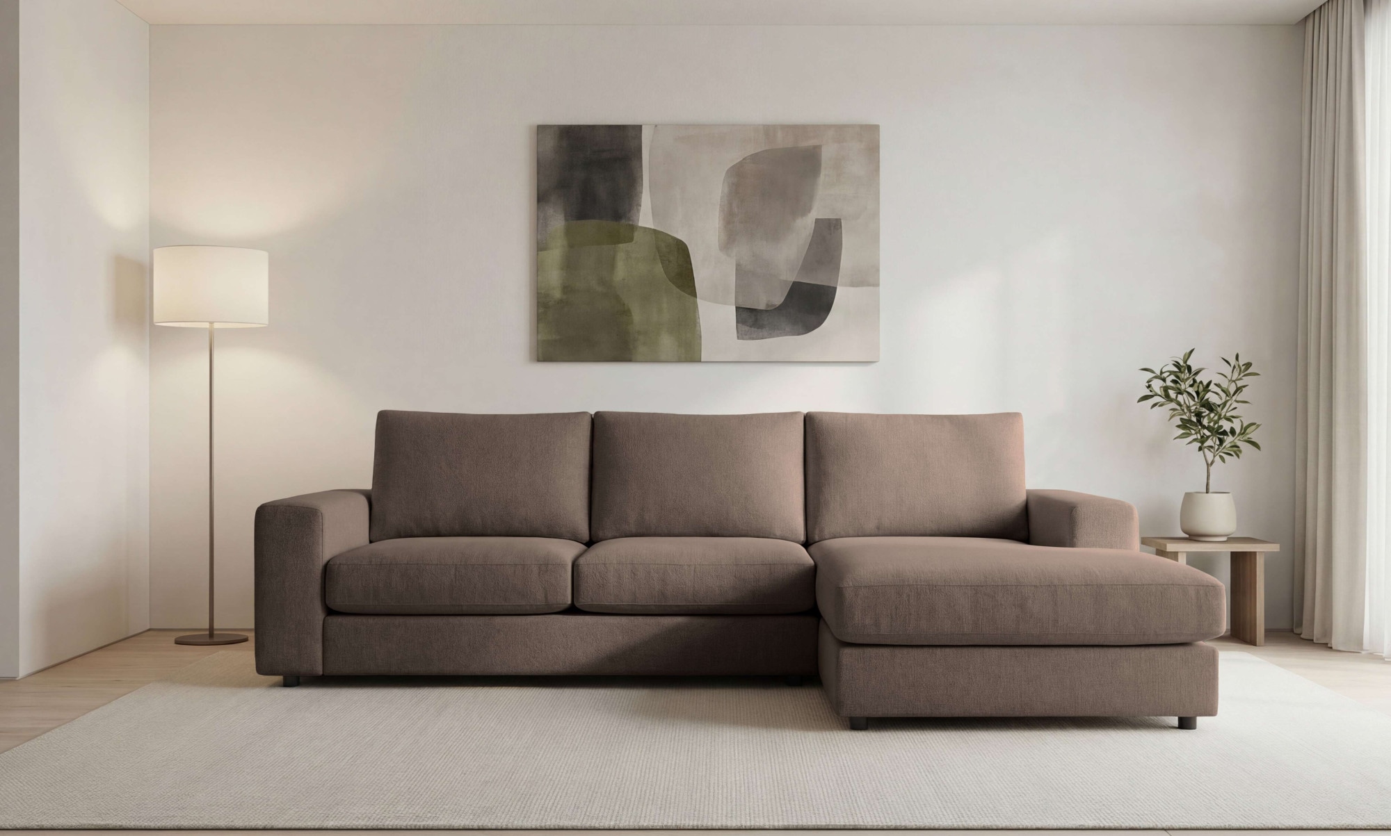 OTTO home Ecksofa "Nivette, weiches Chenille" Breite 269 cm, L-Form, bodentief, mit Wellenunterfederung