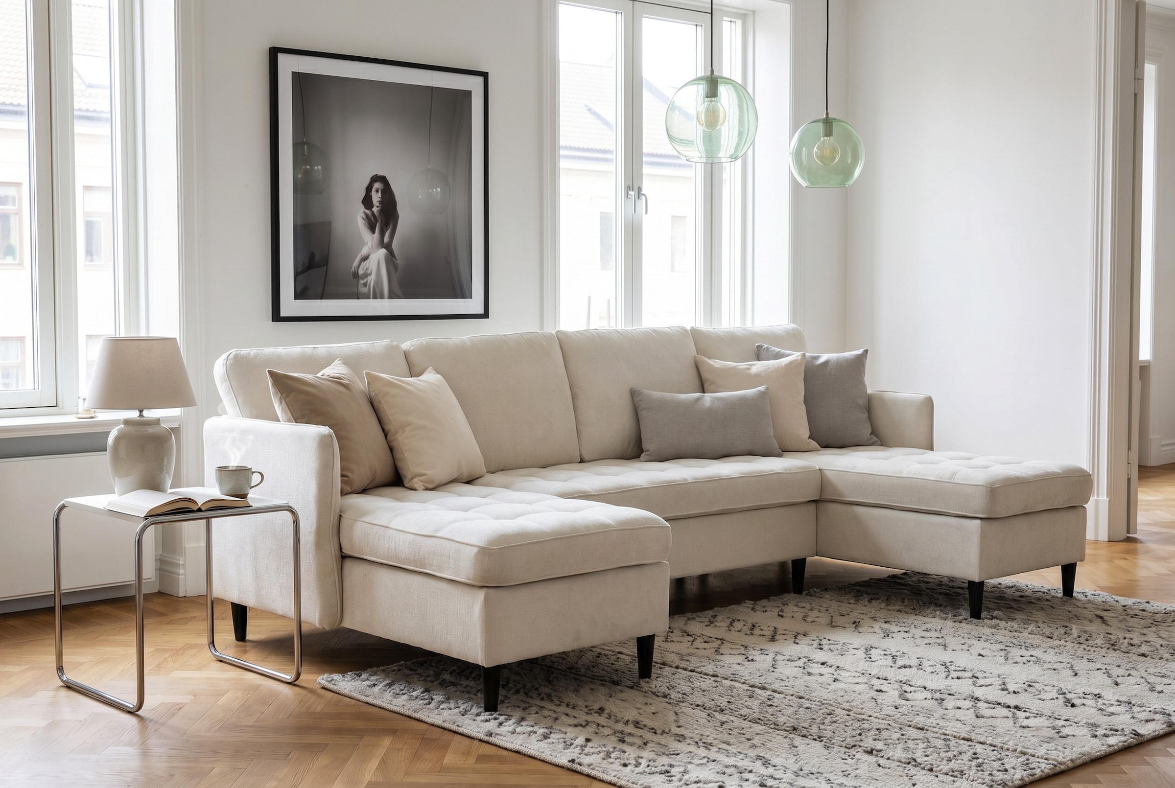 Dorel Home Wohnlandschaft »LINDHUS, U-Form, Breite 254 cm, verschiedene Stellvarianten, Modulsofa« Recamiere, Stauraum, Cord und Chenille-Bezug