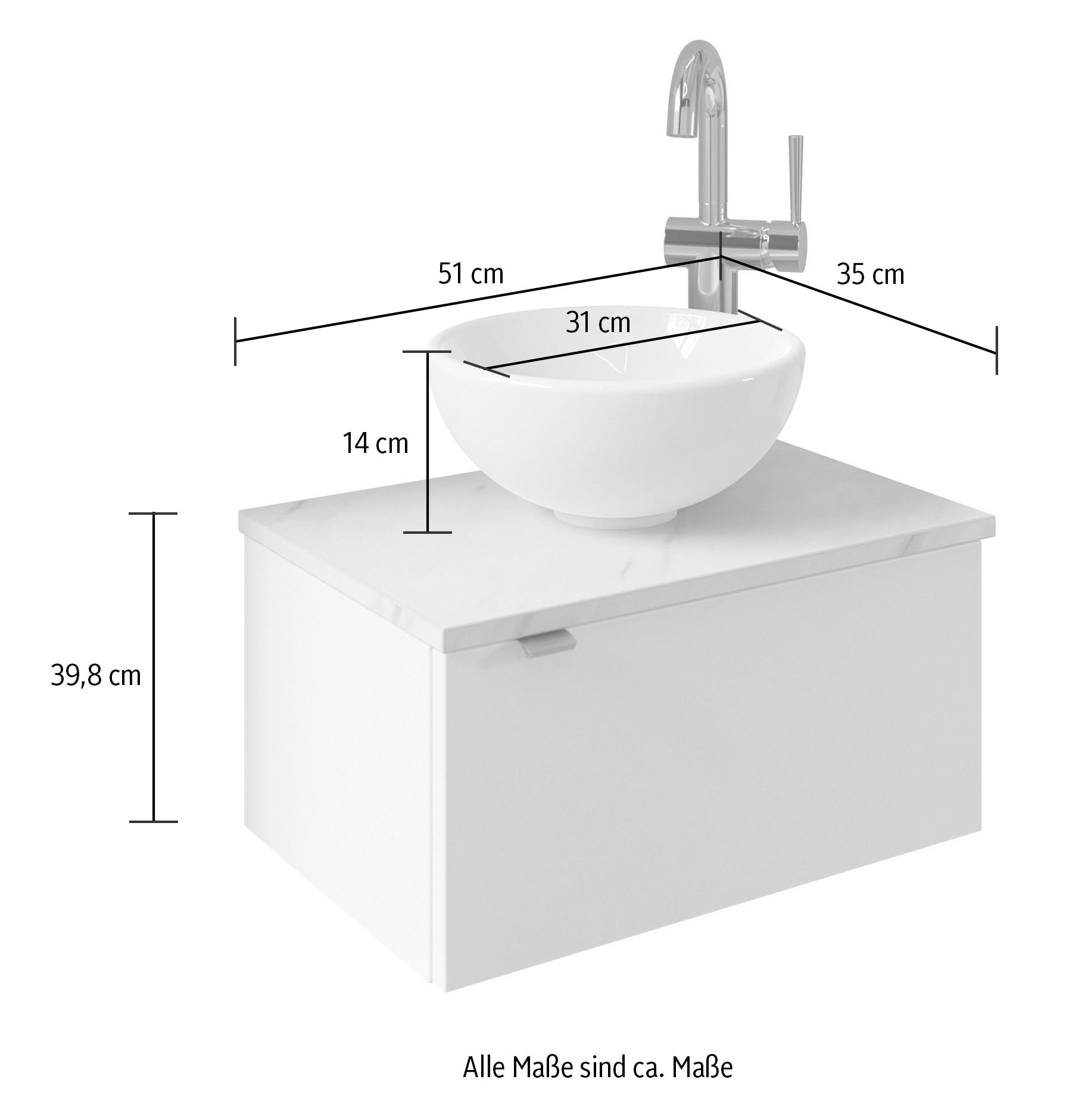 Saphir Badmöbel-Set »Serie 6915«, (4 St.), Gäste-Bad, mit LED-Spiegel und 1 Tür
