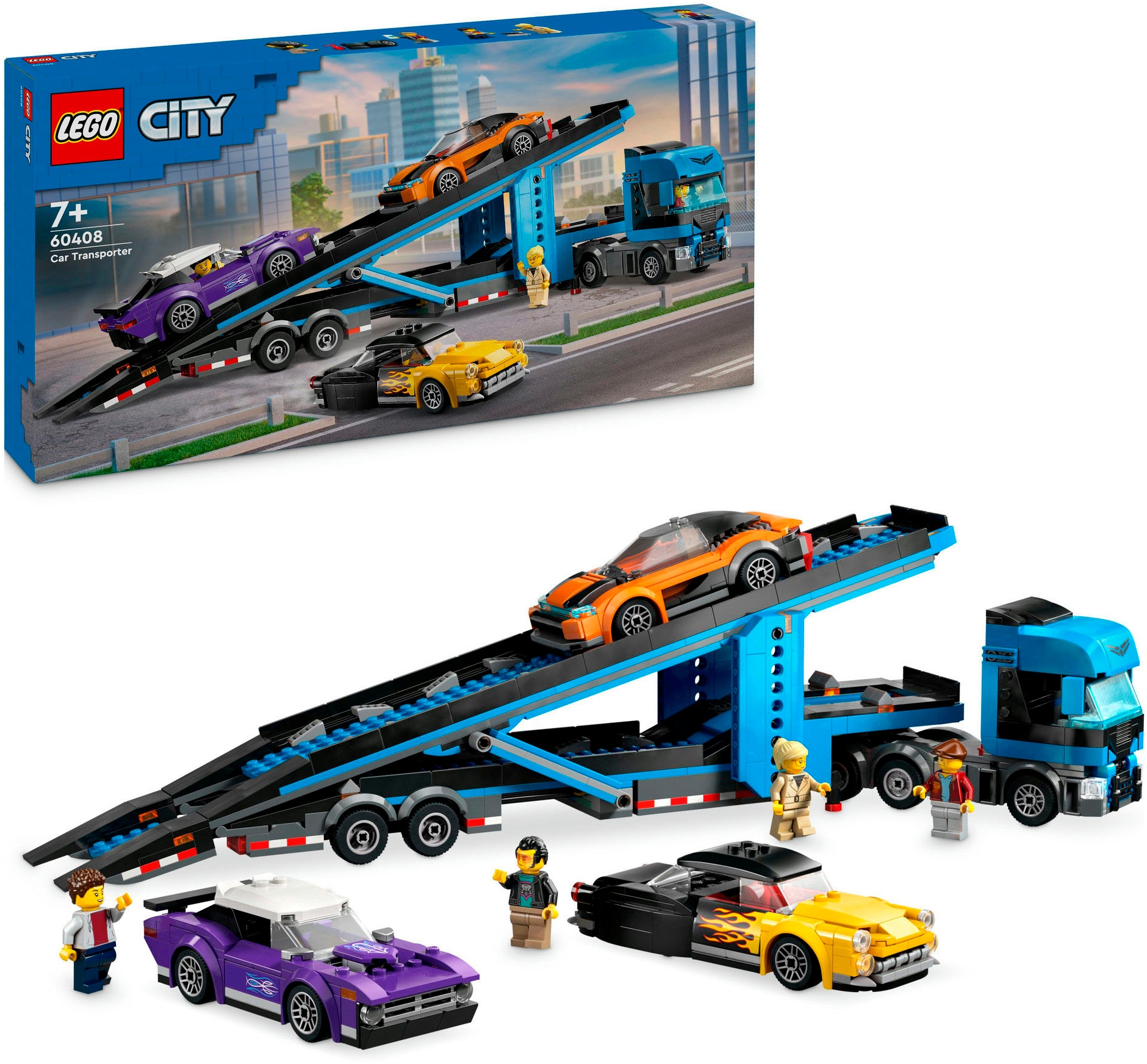 LEGO® Konstruktionsspielsteine »Autotransporter mit Sportwagen (60408), LEGO City«, (998 St.), Made in Europe
