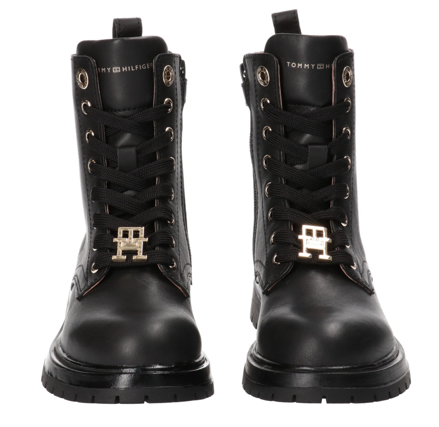 Tommy Hilfiger Schnürboots, Winterstiefel, Schnürstiefel, Boots mit goldfarbenem Logo-Emblem