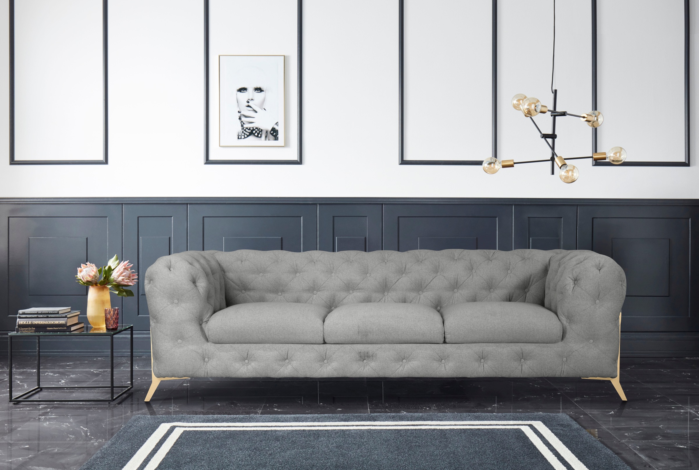 Home affaire Chesterfield-Sofa "Amaury" aufwändige Knopfheftung, moderne Ch günstig online kaufen