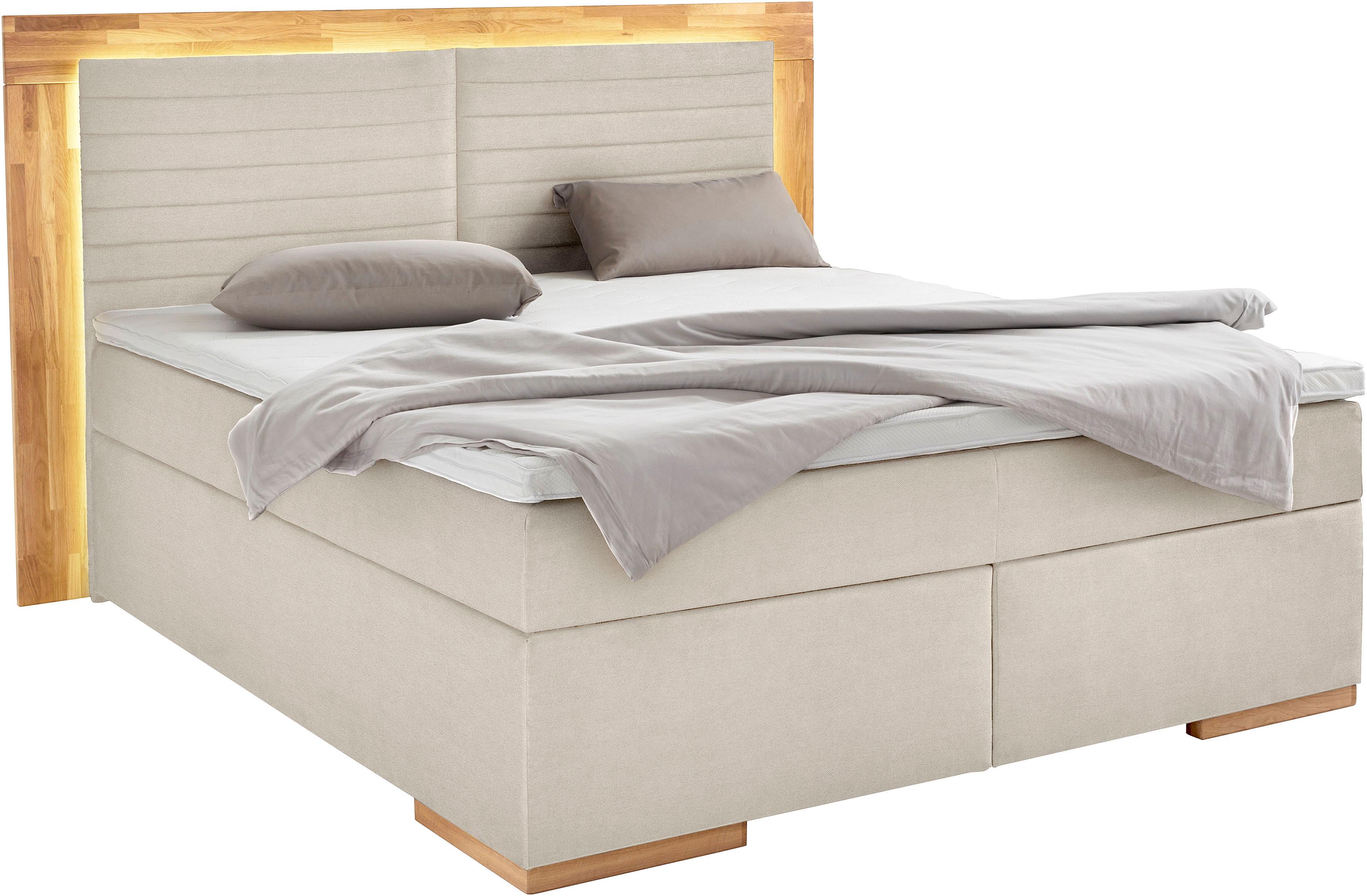 Thumbnail - Places of Style Boxspringbett "Cup", mit LED-Beleuchtung, Massivholzrahmen und Topper, in 2 Härtegraden