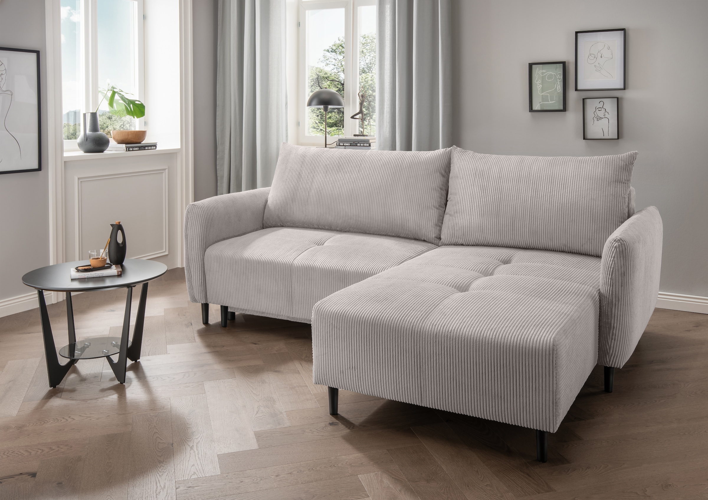 Home affaire Ecksofa "Mara, L-Form, aktueller Cord Bezug und tolle Farben, günstig online kaufen