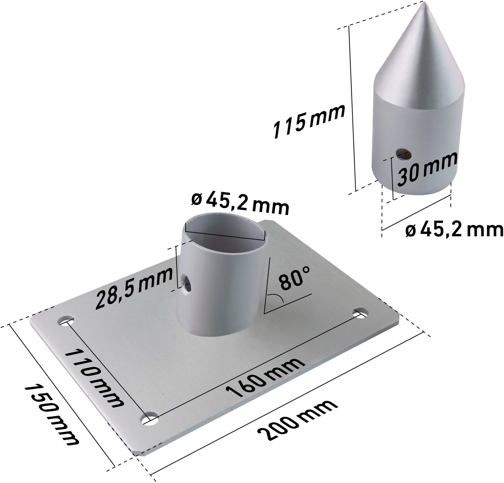 Windhager Sonnensegelmast »Basic« praktische Steckkonstruktion für Montage auf Terrasse oder Rasen