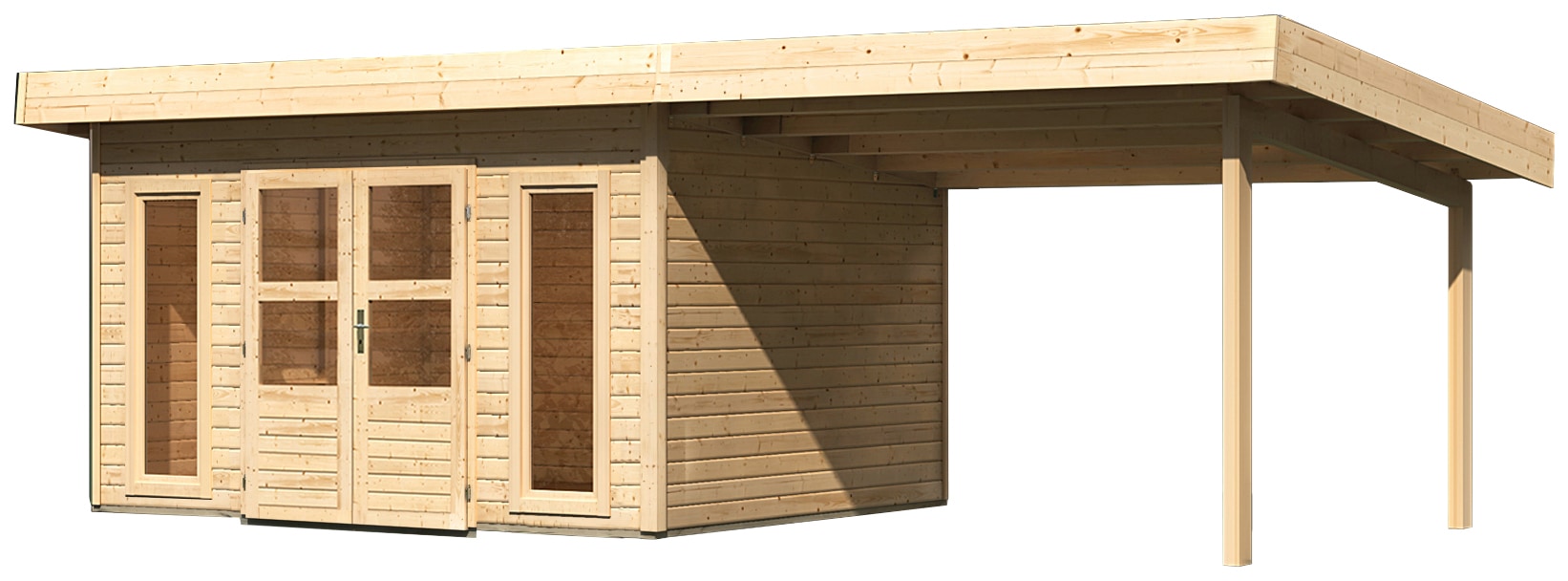 Karibu Gartenhaus "Perlsee 4" mit Anbaudach günstig online kaufen