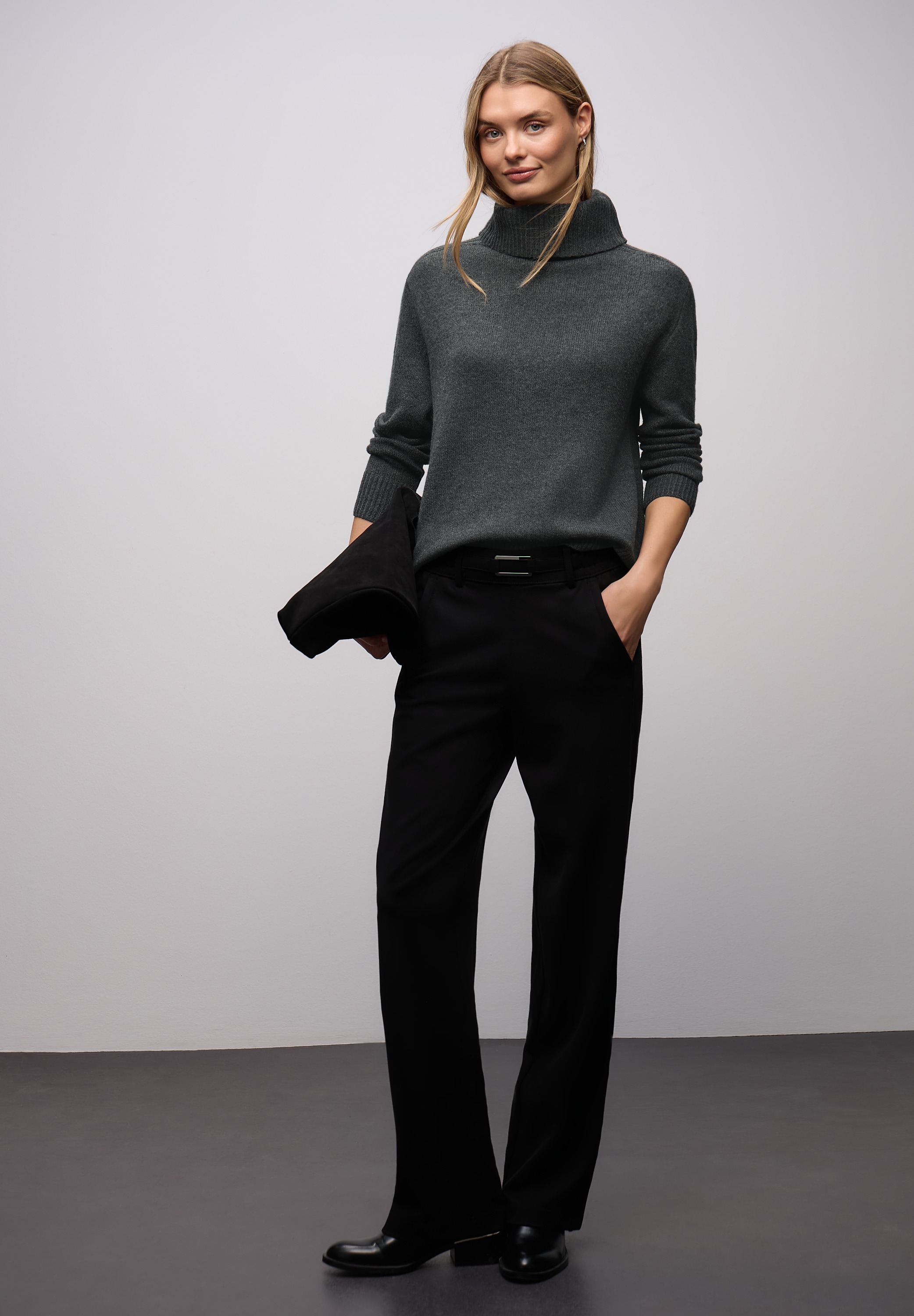 STREET ONE Rollkragenpullover mit feinem Strickmuster