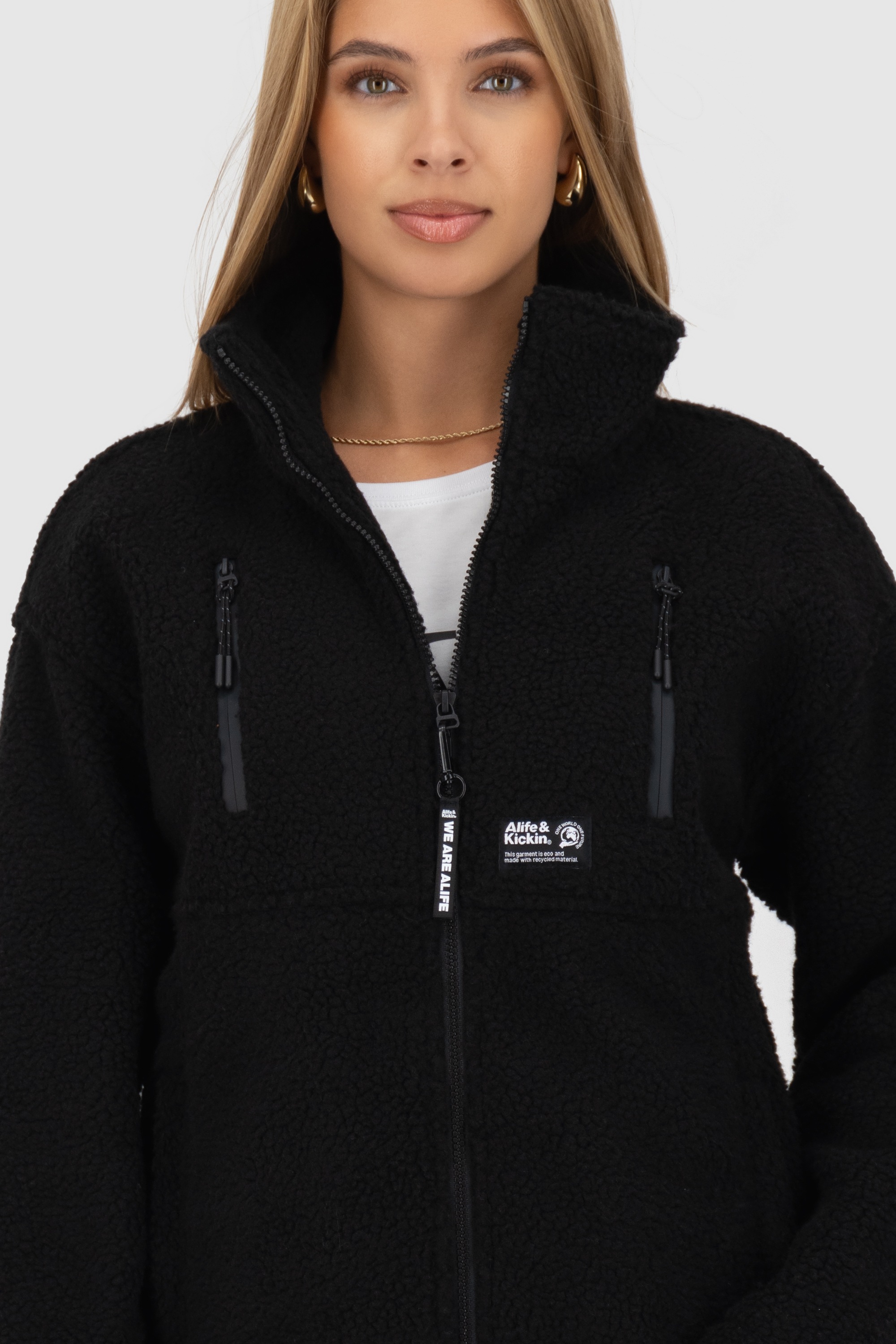 Alife & Kickin Sweatjacke »Damen KaluaAK G«, Warme Teddyplüschjacke mit kuscheligem Fleece-Innenfutter