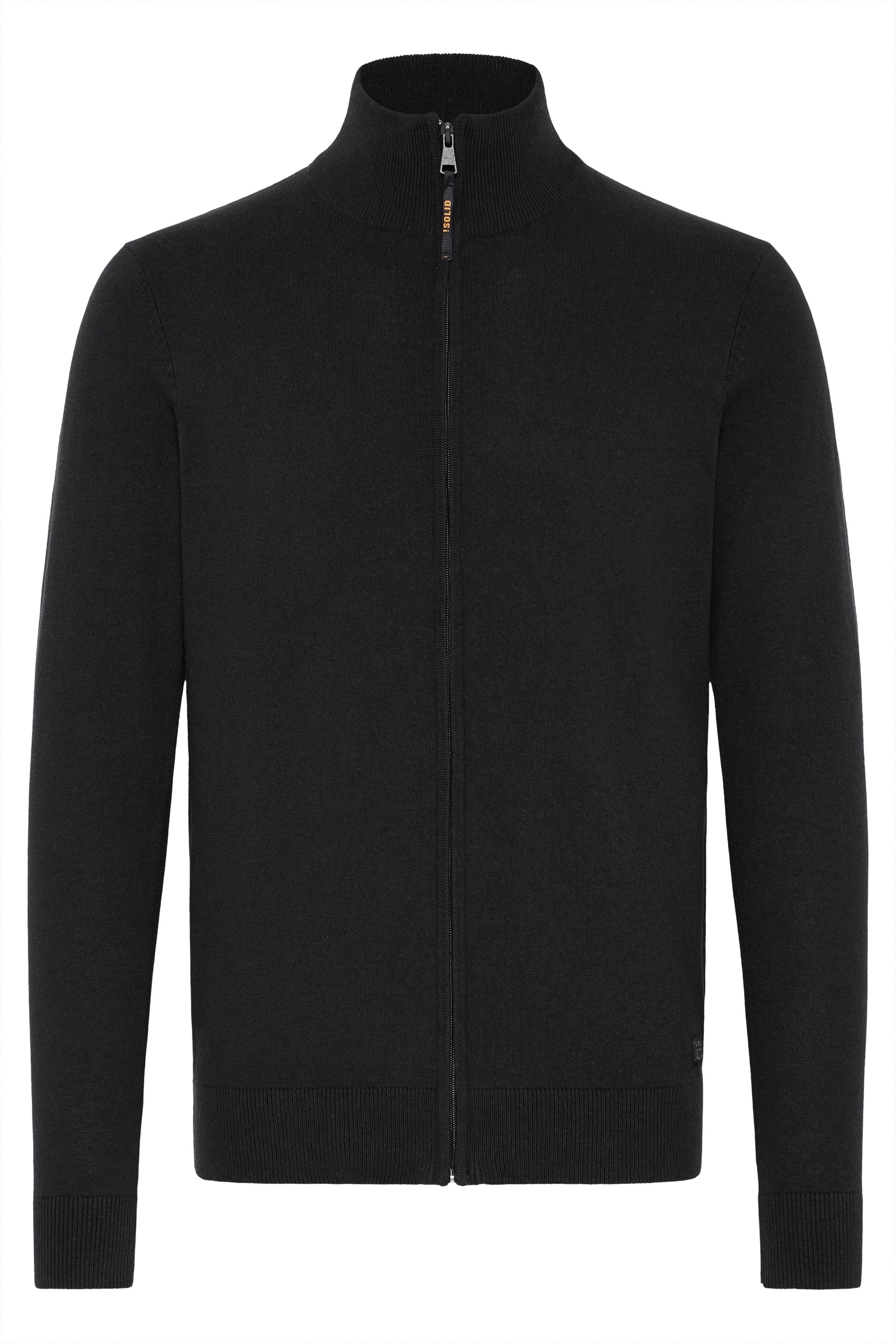 SOLID Herren Strickjacke "Trainingsjacke SDAKALAS"true schwarz, Gr. L, Obermaterial: 70% Baumwolle CO recyc.. 30% Polyester Pol. recyc.., Strickjacken