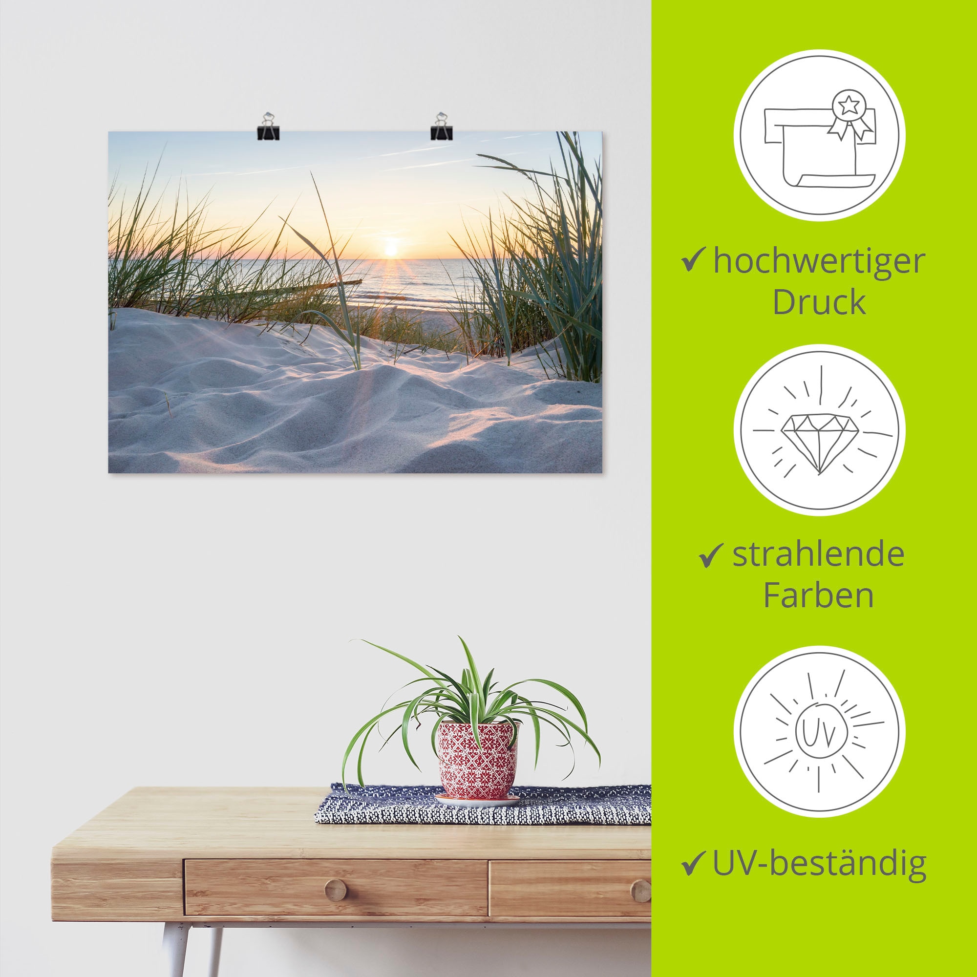 Artland Wandbild »Ostseestrand«, Strand, (1 St.), als Alubild, Outdoorbild, Leinwandbild, Poster, Wandaufkleber