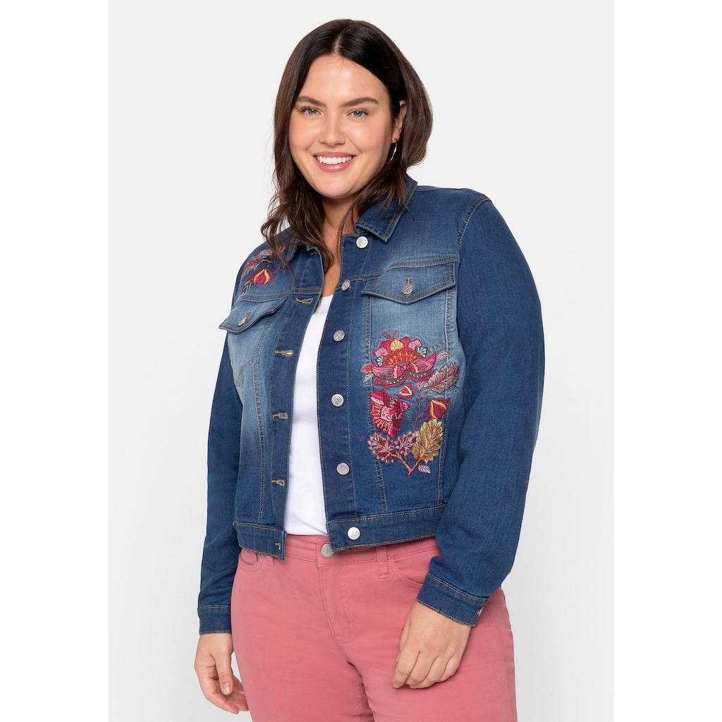 sheego by Joe Browns Jeansjacke »Große Größen« ohne Kapuze mit  Blumenstickerei in taillierter Form