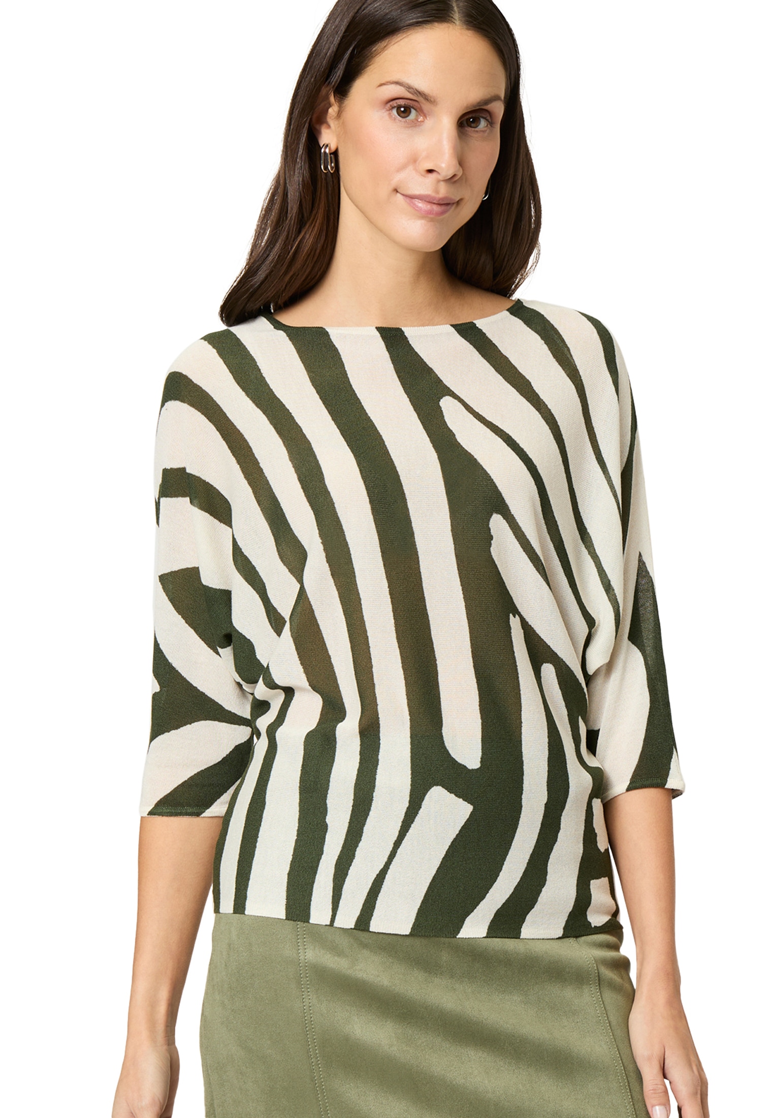 Zero Strickpullover "zero Damen Oversized-Strickpullover mit Print", (1 tlg günstig online kaufen