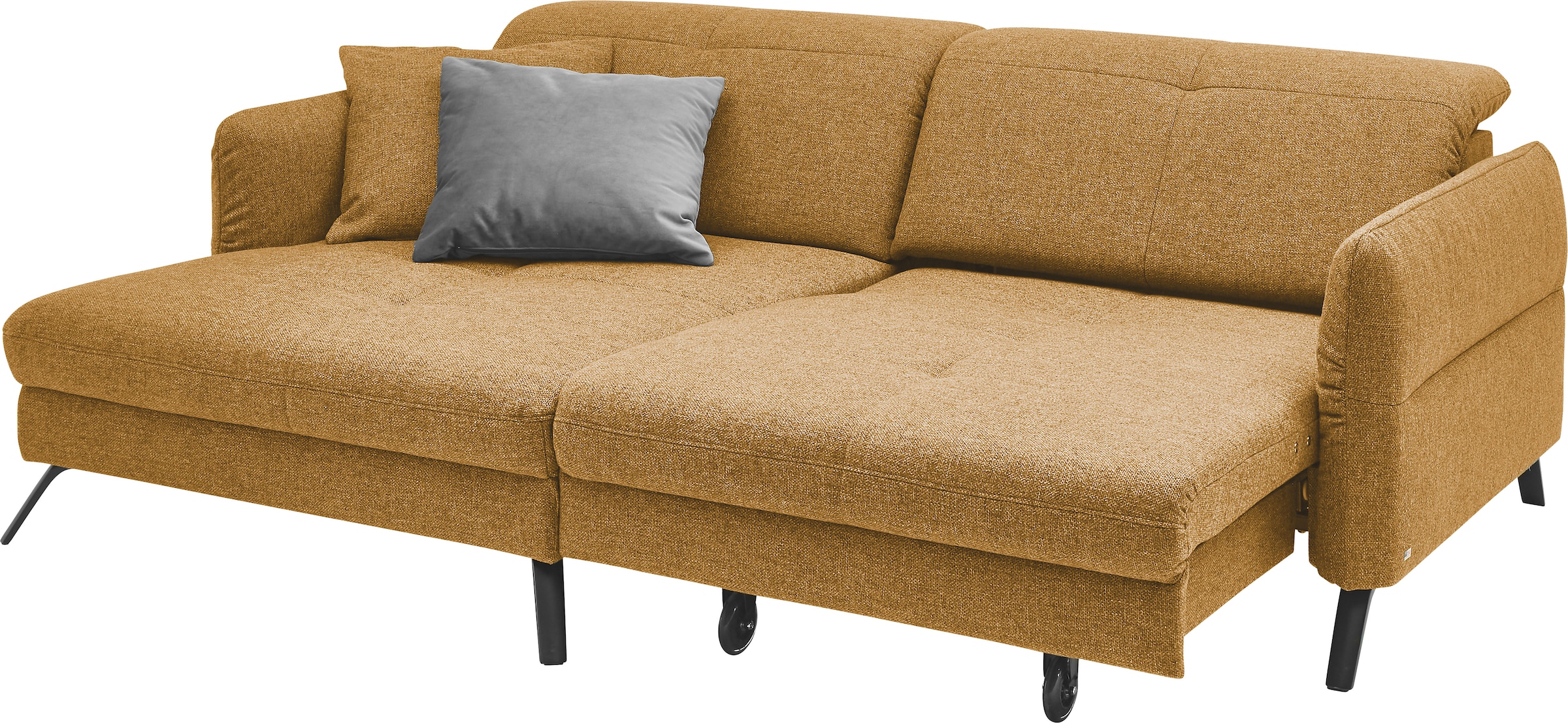 set one by Musterring Ecksofa »SO 4400 V« wahlweise mit motorischer Bettfunktion & Kopfverstellung, Fuß schwarz