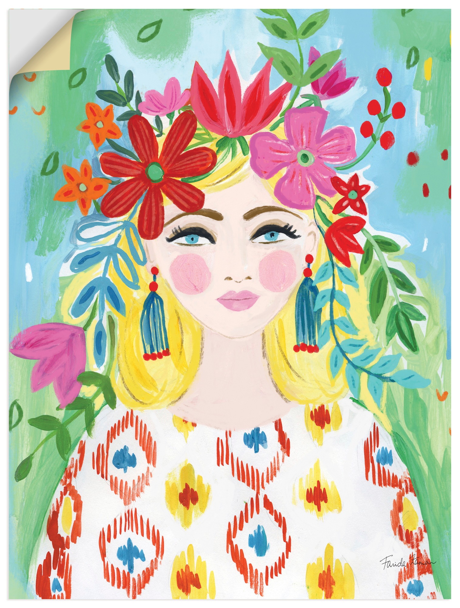 Wandbild ARTLAND "Boho Girl II", farbe bild(er): farbig, B:45cm H:60cm, Bilder, als Alubild, Leinwandbild, Poster, Wandaufkleber in verschied. Größen