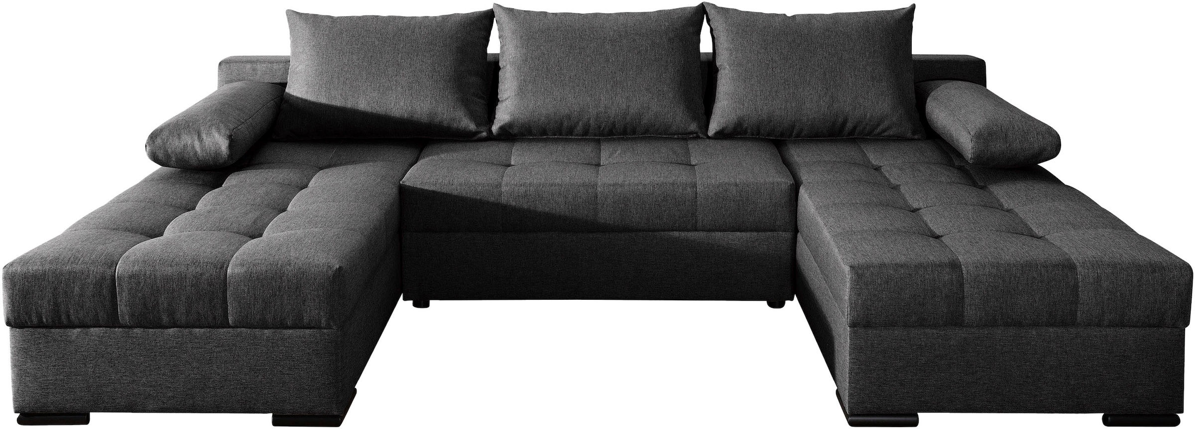 COLLECTION AB Wohnlandschaft »Josy U-Form, Breite 269 cm, Flachgewebe, Struktur, Cord & Cord/Mix«, (Cord-/Mix), inkl. Bettfunktion, Bettkasten, mit 3 gleich großen Rückenkissen