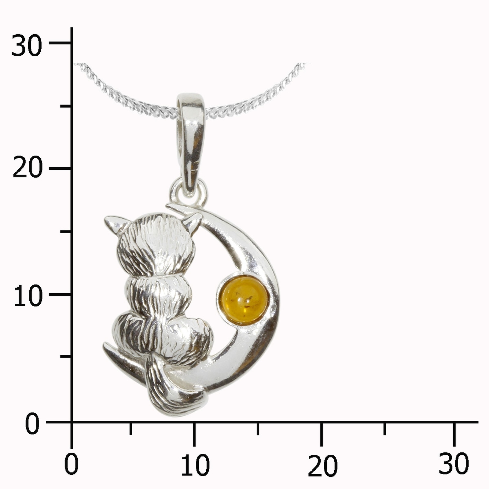 OSTSEE-SCHMUCK Kette mit Anhänger »- Katze und Mond - Silber 925/000 - Bernstein«