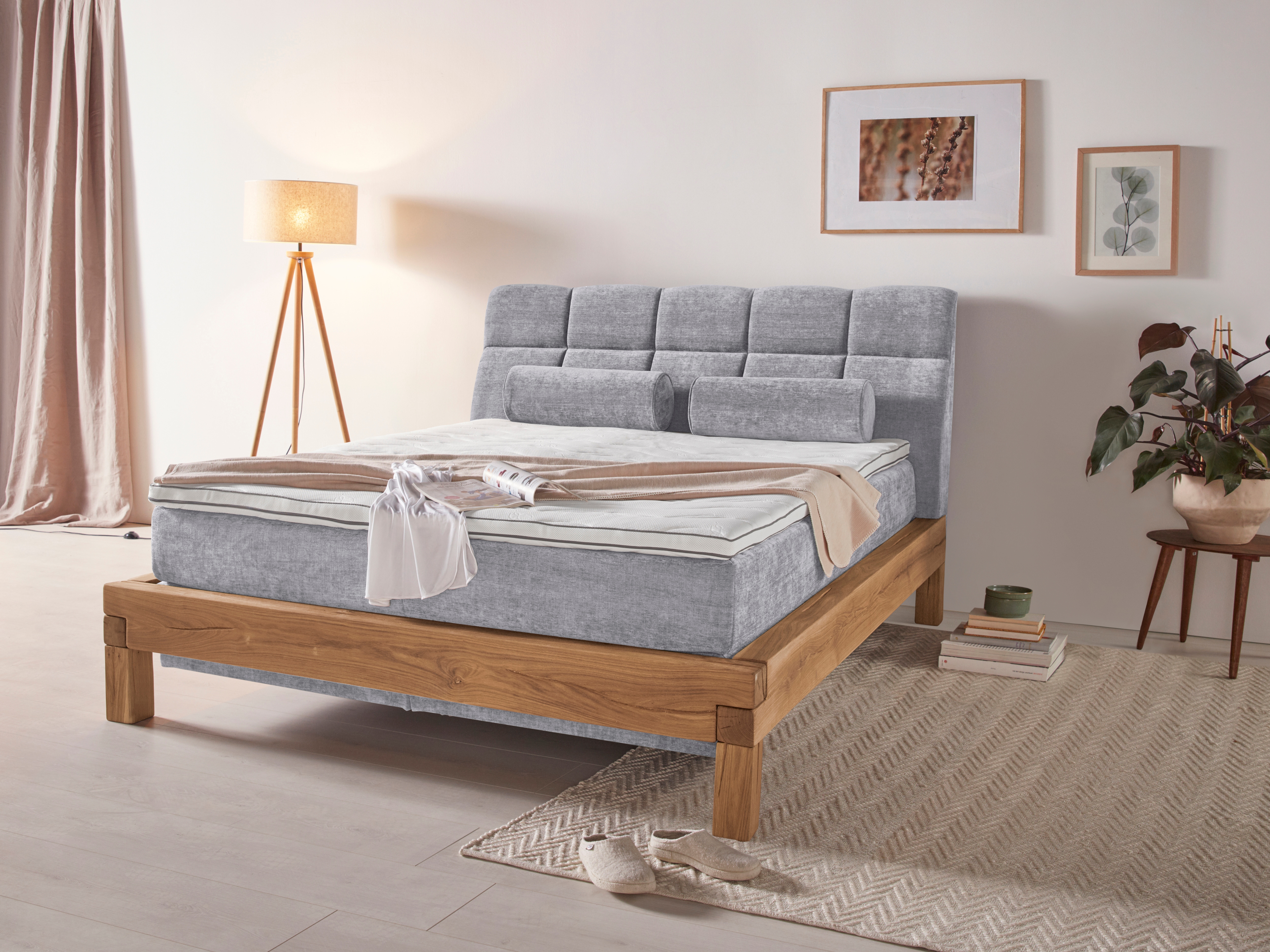 Home affaire Boxspringbett "Villads" Liegefläche: 160/200 cm aus Balkeneiche, Inside-Boxspring-Unterbau