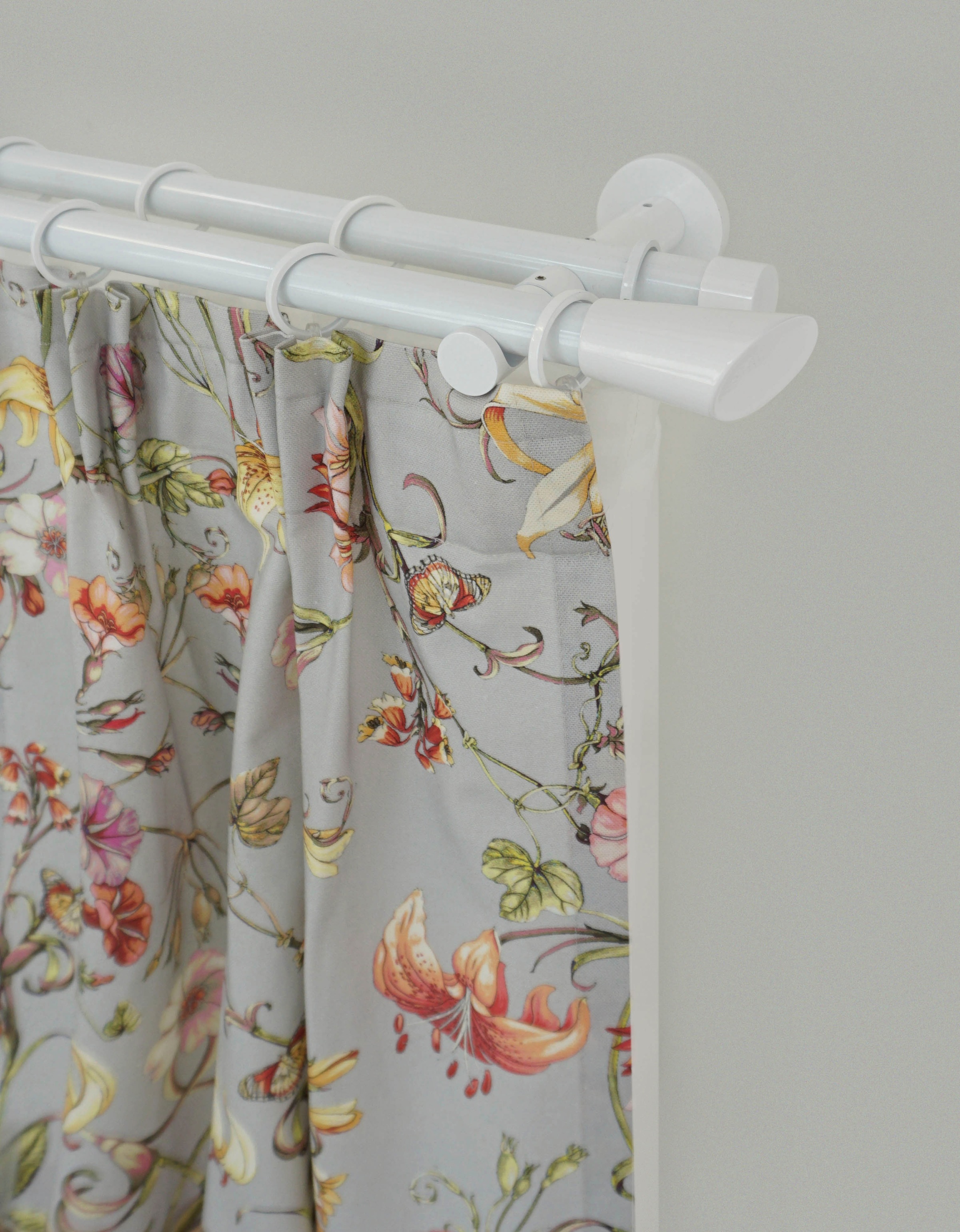 Thumbnail - GARESA Gardinenstange "WHITE" Ø 20 mm 2 läufig-läufig Wunschmaßlänge Vorhanggarnitur, verlängerbar, Wandmontage, Endknop...