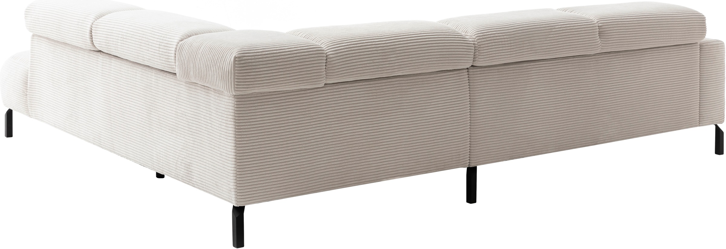 Places of Style Ecksofa »Antonelli, L-Form, inkl. Kopfteilverstellung, Breite 276 cm«, ohne Sitztiefenverstellung, in Cord, weiß