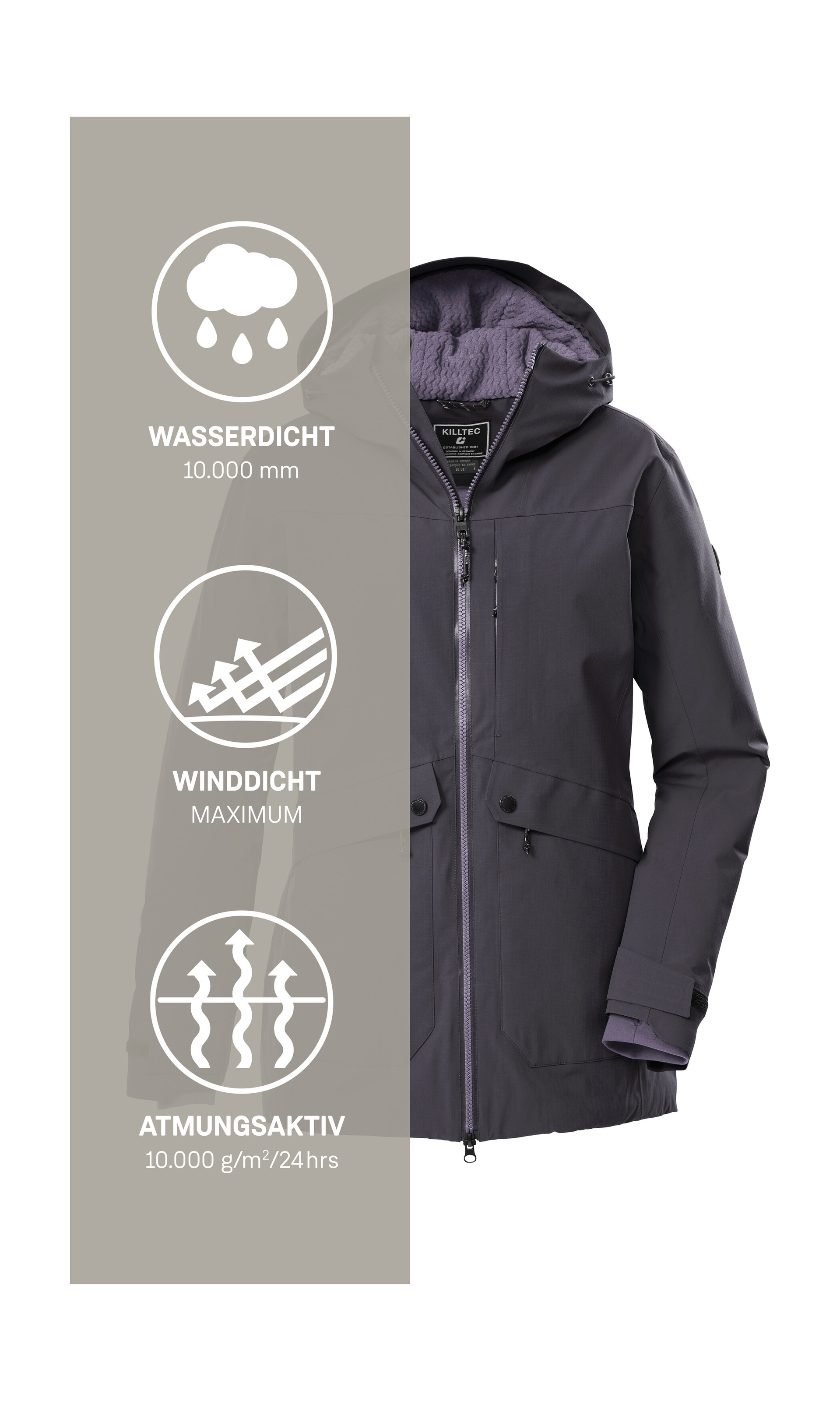 Killtec Parka »KOW 16 WMN PRK«, Wasser- u. winddichter Damen Funktionsparka mit hoher Atmungsaktivität