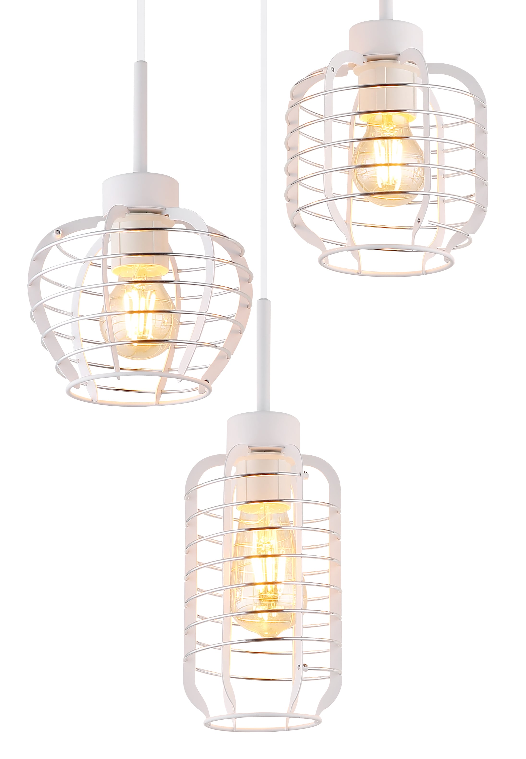 GLOBO LIGHTING Hängeleuchte »NESA« E27 1 Stk. Weiße Hängeleuchte mit Aluminiumstäben verchromt, E27 3x60W