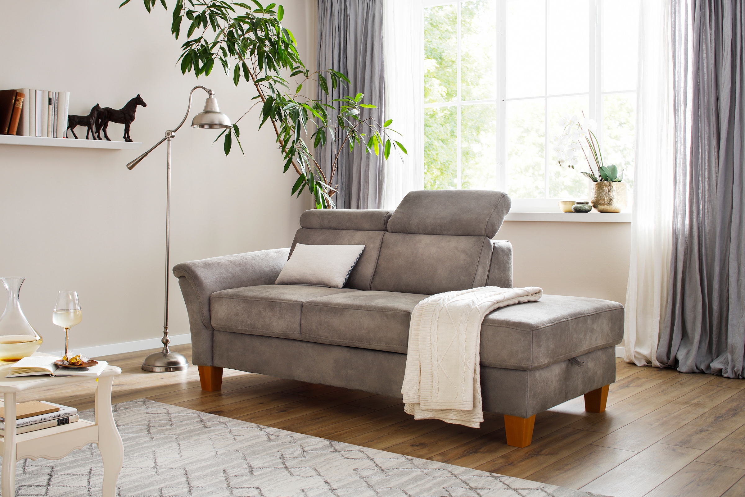 OTTO home Recamiere "Conville" incl. Kopfteilverstellung, Federkern, wahlweise mit Bettkasten