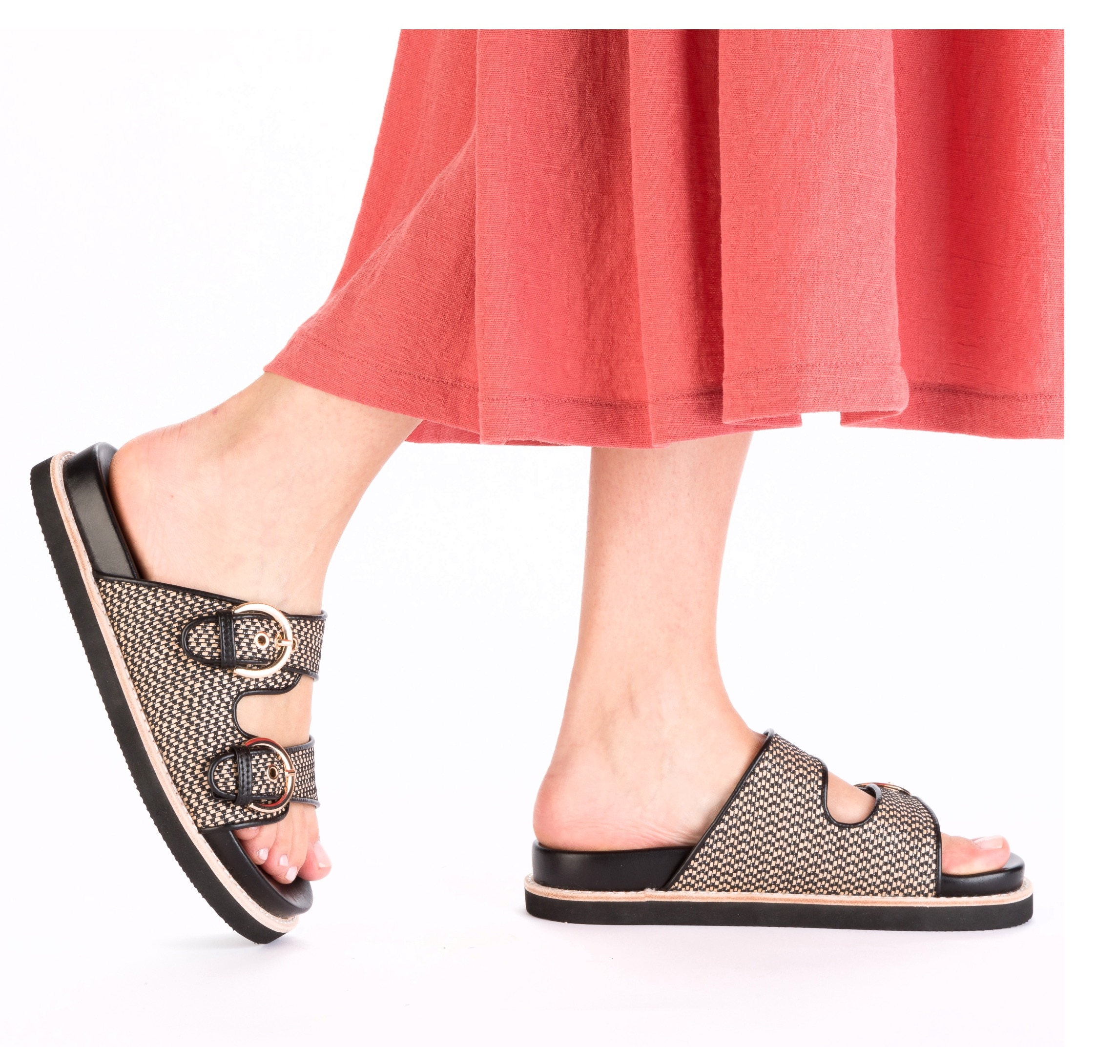 Rieker Pantolette, Sommerschuh, Strandschuh, Urlaubsschuh, Schlappen in Flecht-Optik