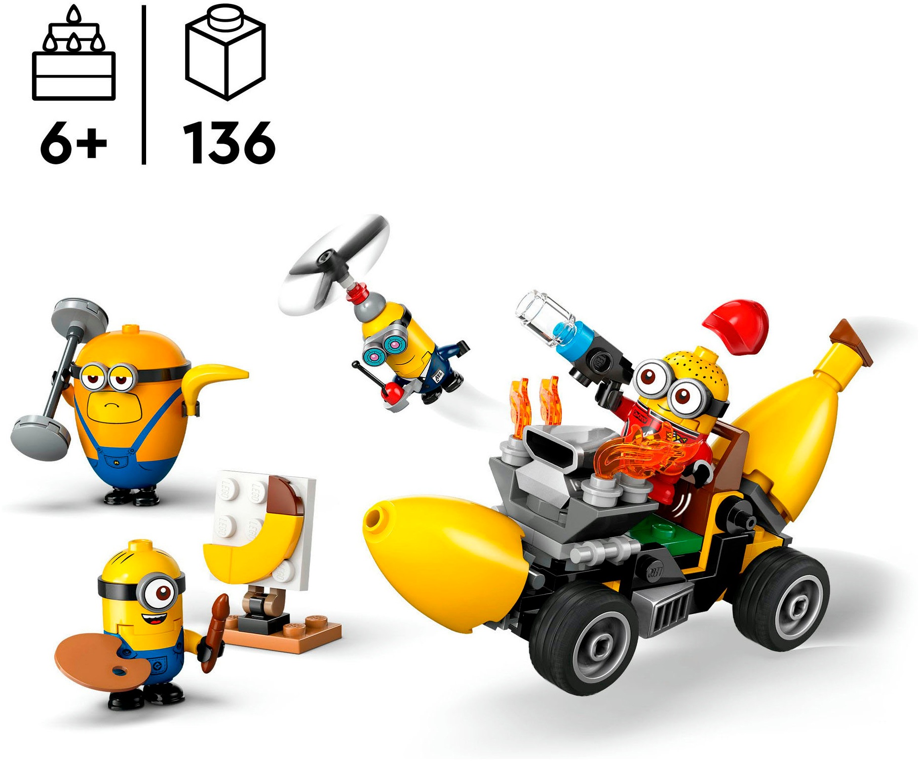 LEGO® Konstruktionsspielsteine »Minions und das Bananen Auto (75580), LEGO Despicable Me«, (136 St.), Made in Europe