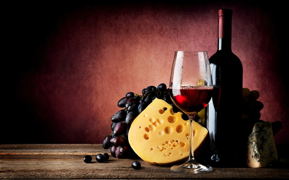 Fototapete »Wein mit Käse«