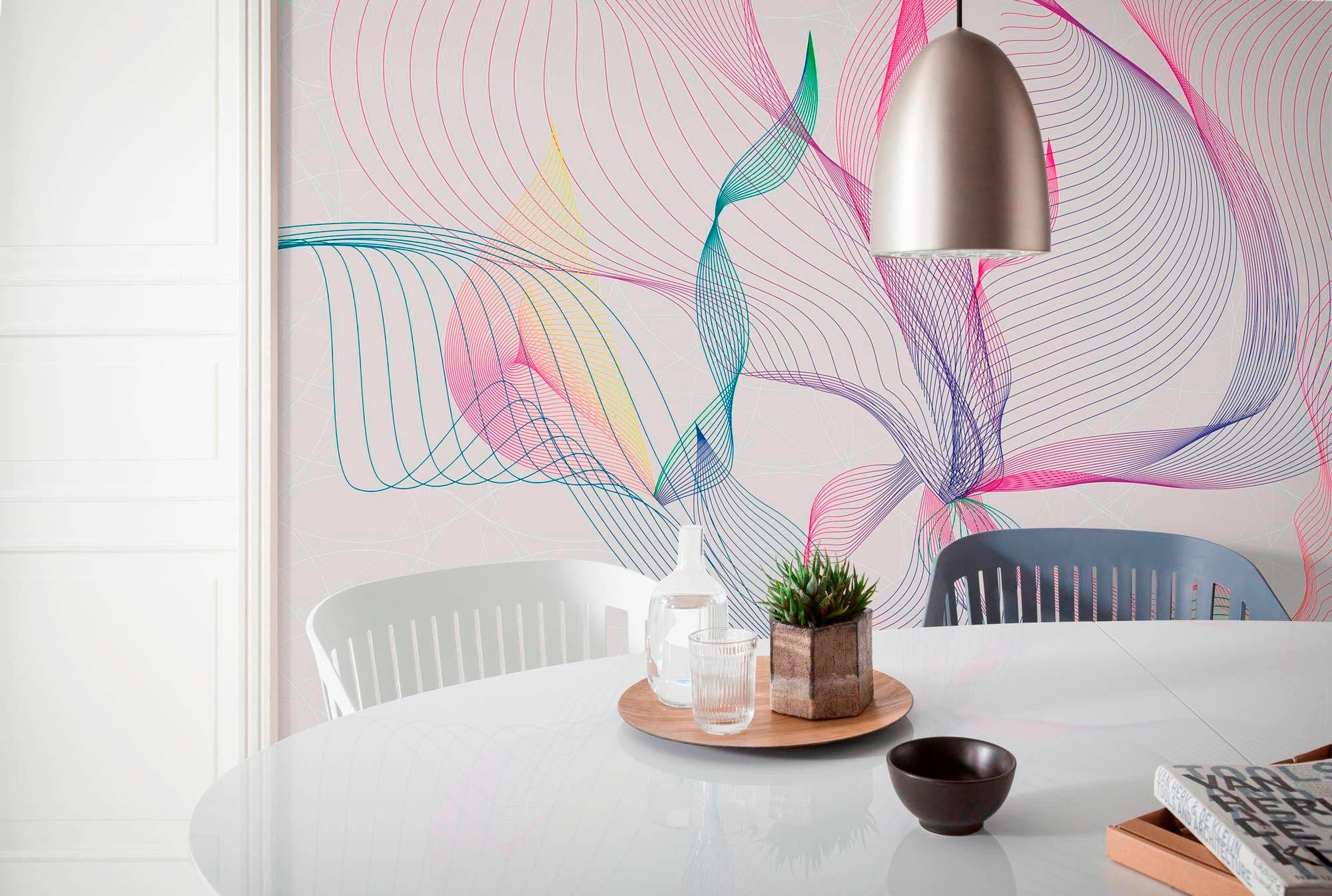 Komar Vliestapete »Digitaldruck Vlies - Spring Leaves - Größe 400 x 250 cm«, bedruckt, Wohnzimmer, Schlafzimmer