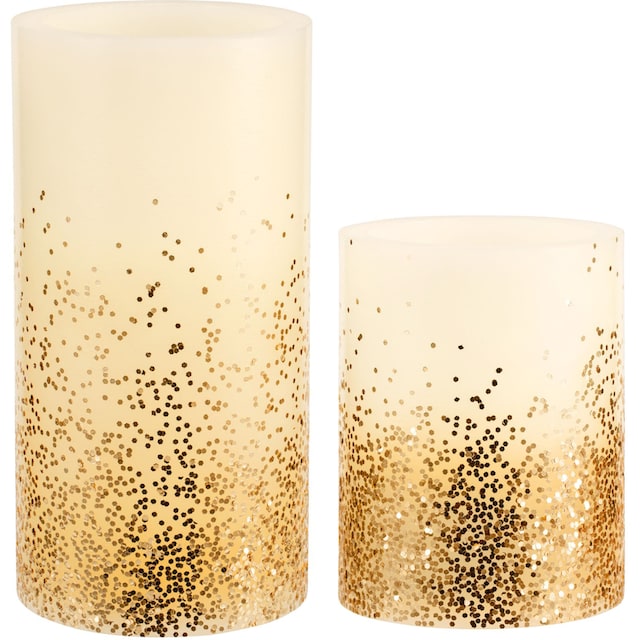Pauleen LED-Kerze »Golden Glitter«, Wachskerze, Timer, elfenbein/Glitzer  gold bestellen | BAUR