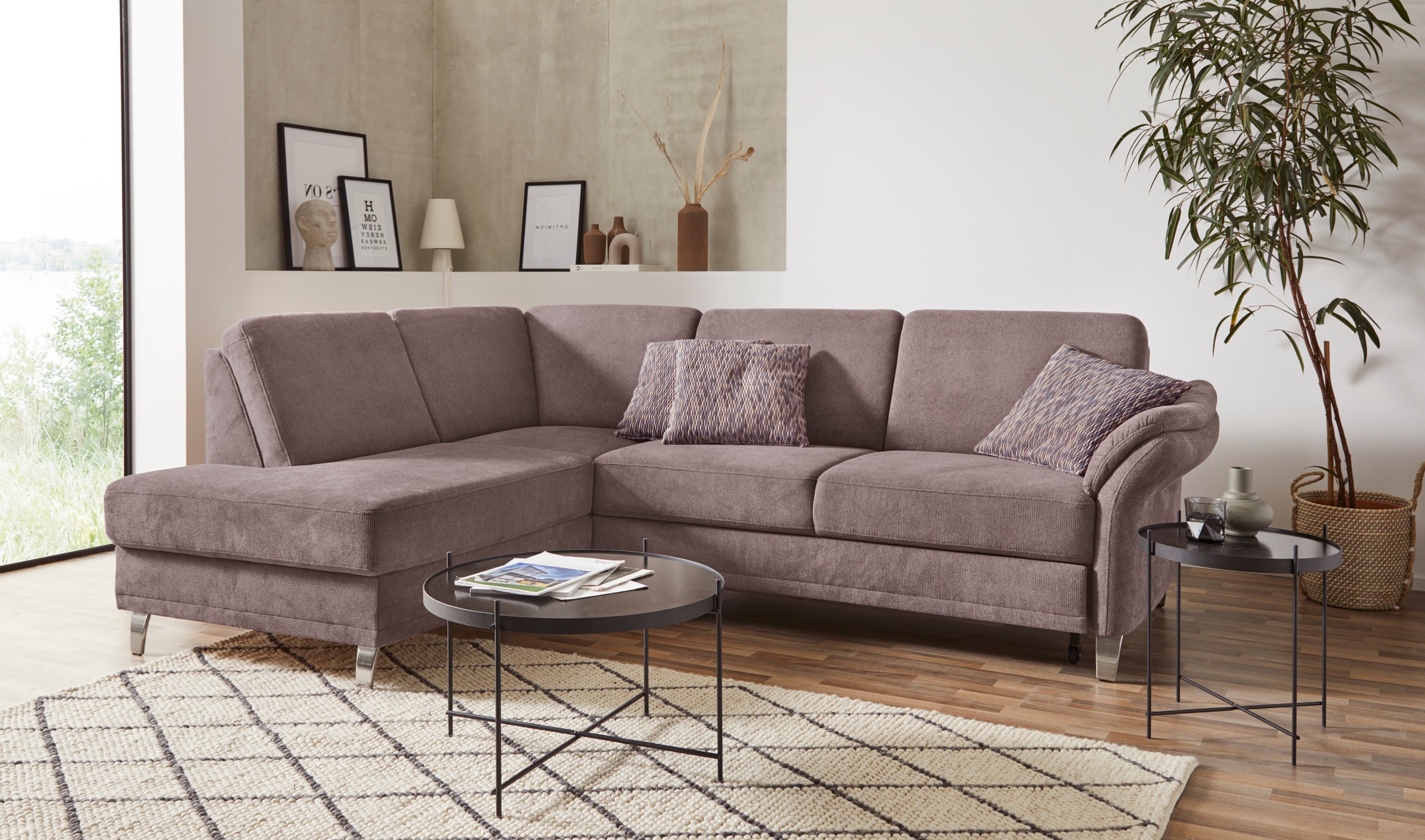 sit&more Ecksofa "Clio L-Form" wahlweise mit Schlaffunktion und Bettkasten, inklusive Federkern