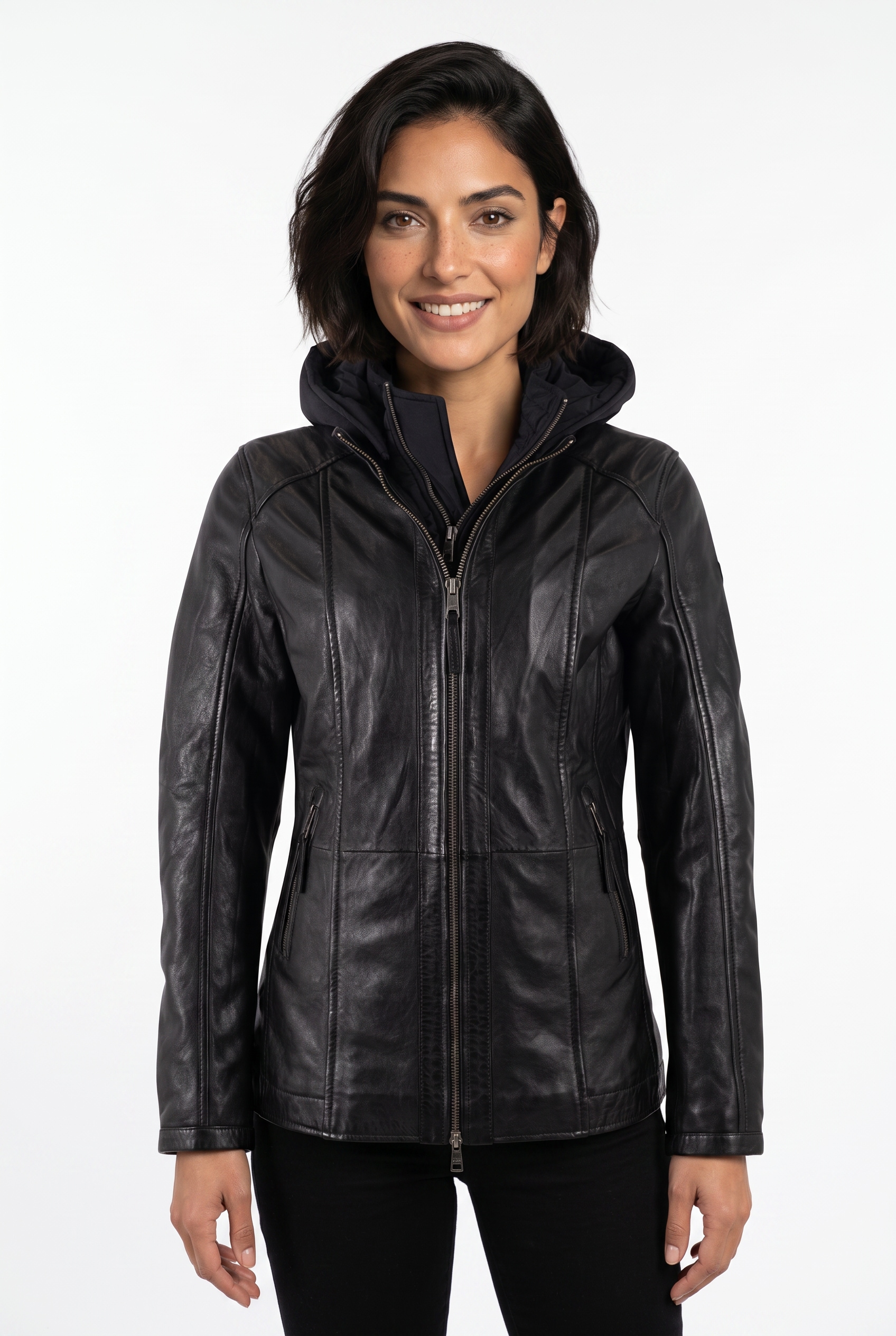 Mauritius Lederjacke "MWIvara" mit Kapuze mit abnehmbarer Kapuze
