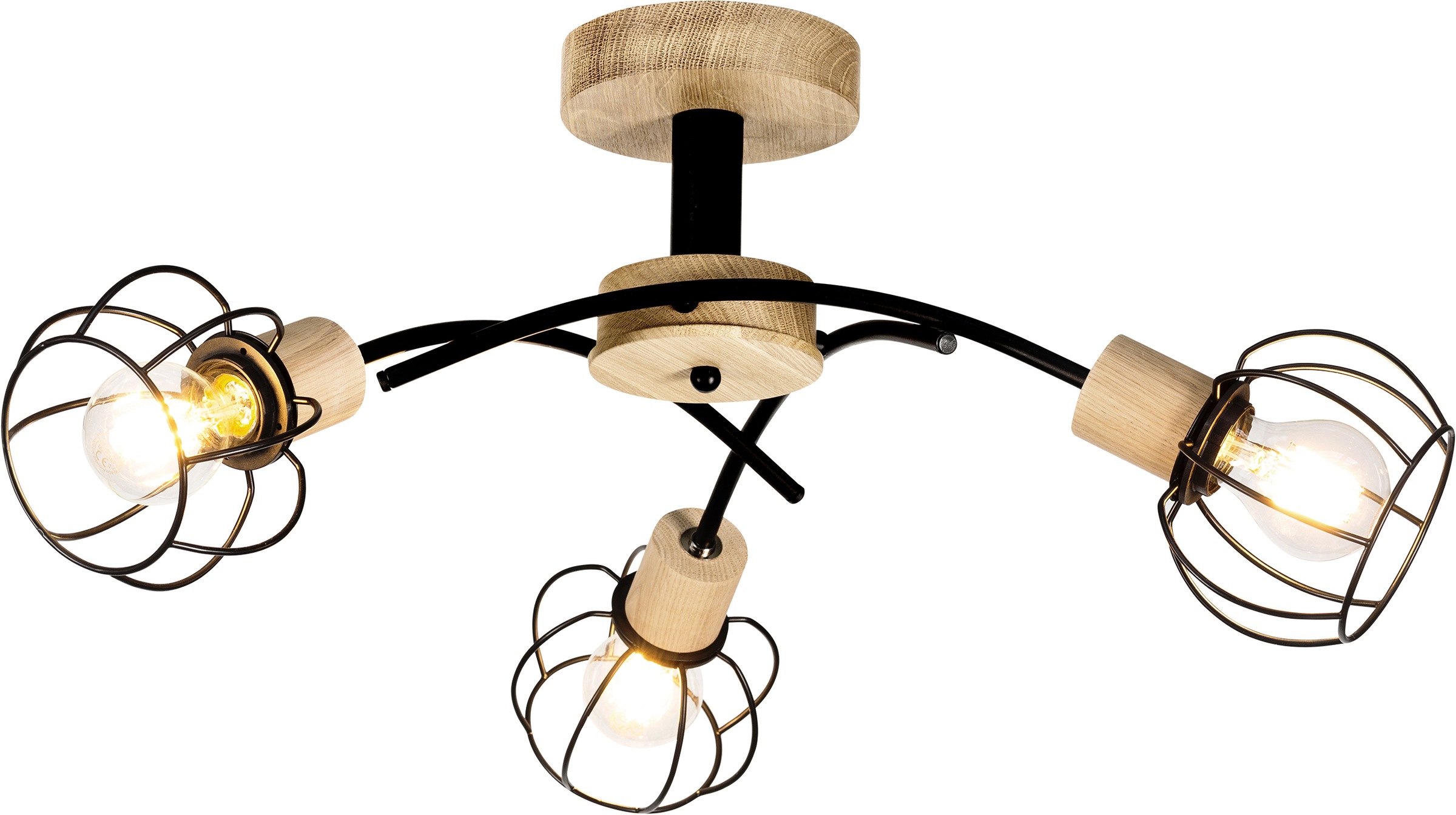 BRITOP LIGHTING Deckenleuchte »Viviane«, 3 flammig-flammig, Dekorative  Leuchte aus Eichenholz, FSC® Zertifiziert, mit Drahtschirm | BAUR
