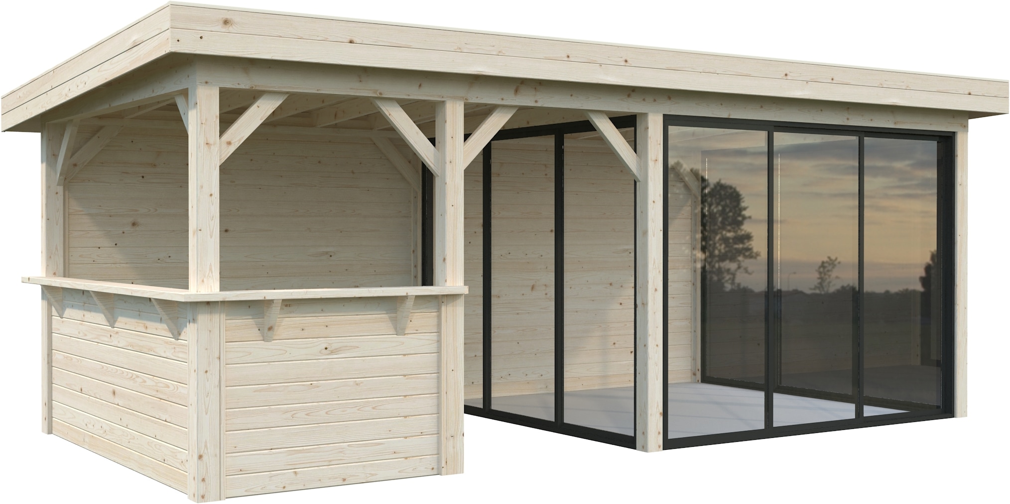 Palmako Gartenhaus »Lenna 16,6 m², Set 408 Slide«