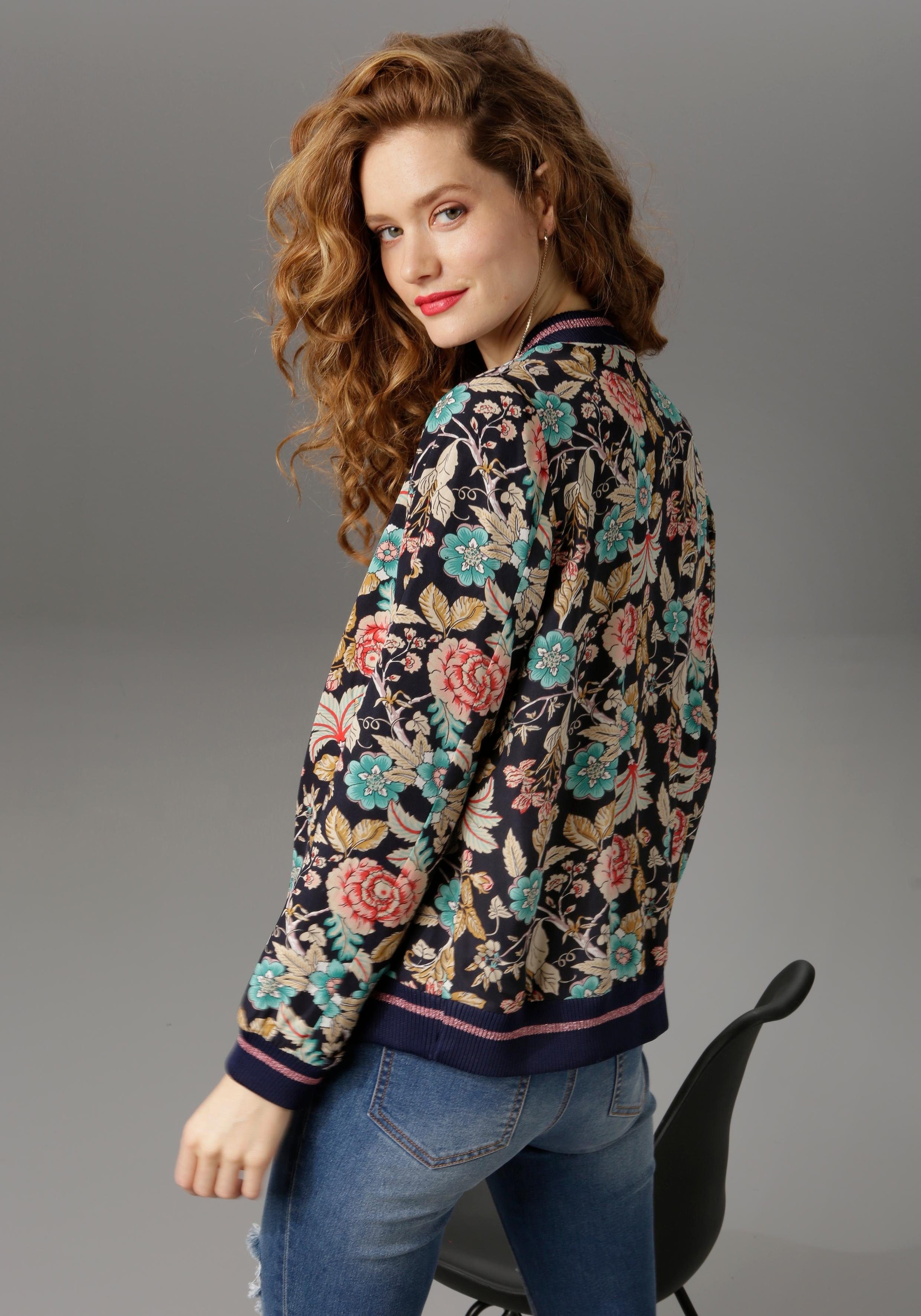 Aniston CASUAL Blouson, mit Blumendruck für bestellen | BAUR
