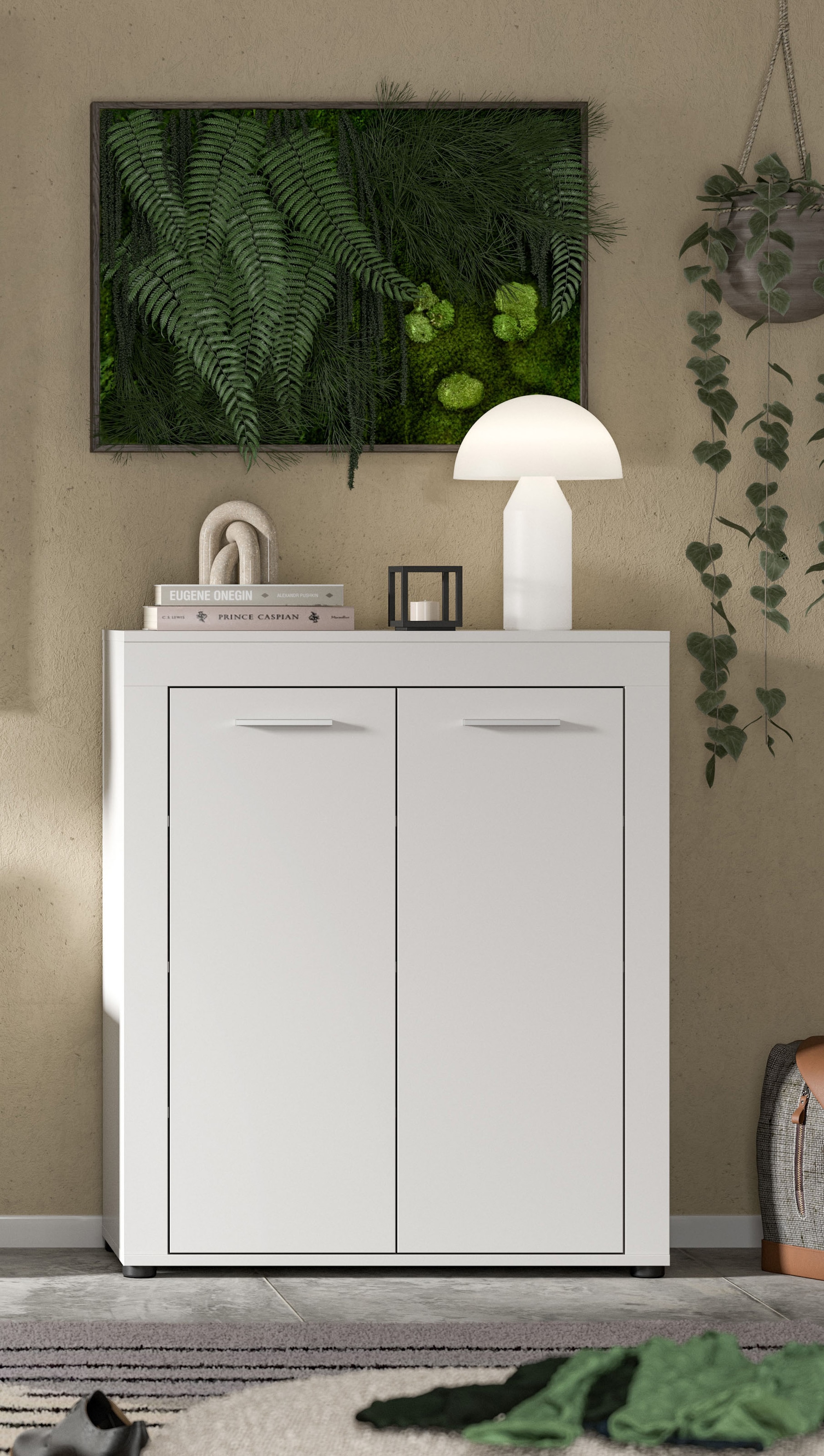 OTTO home Schuhschrank "AOSTA, Höhe 95cm, 2 Türen, 3 Einlegeböden, 4 Fächer" in verschiedenen Farbausführungen erhältlich, individuell kombinierbar, Kommode, Schrank, Sideboard, Flurkommode, Anrichte, Garderobenschrank