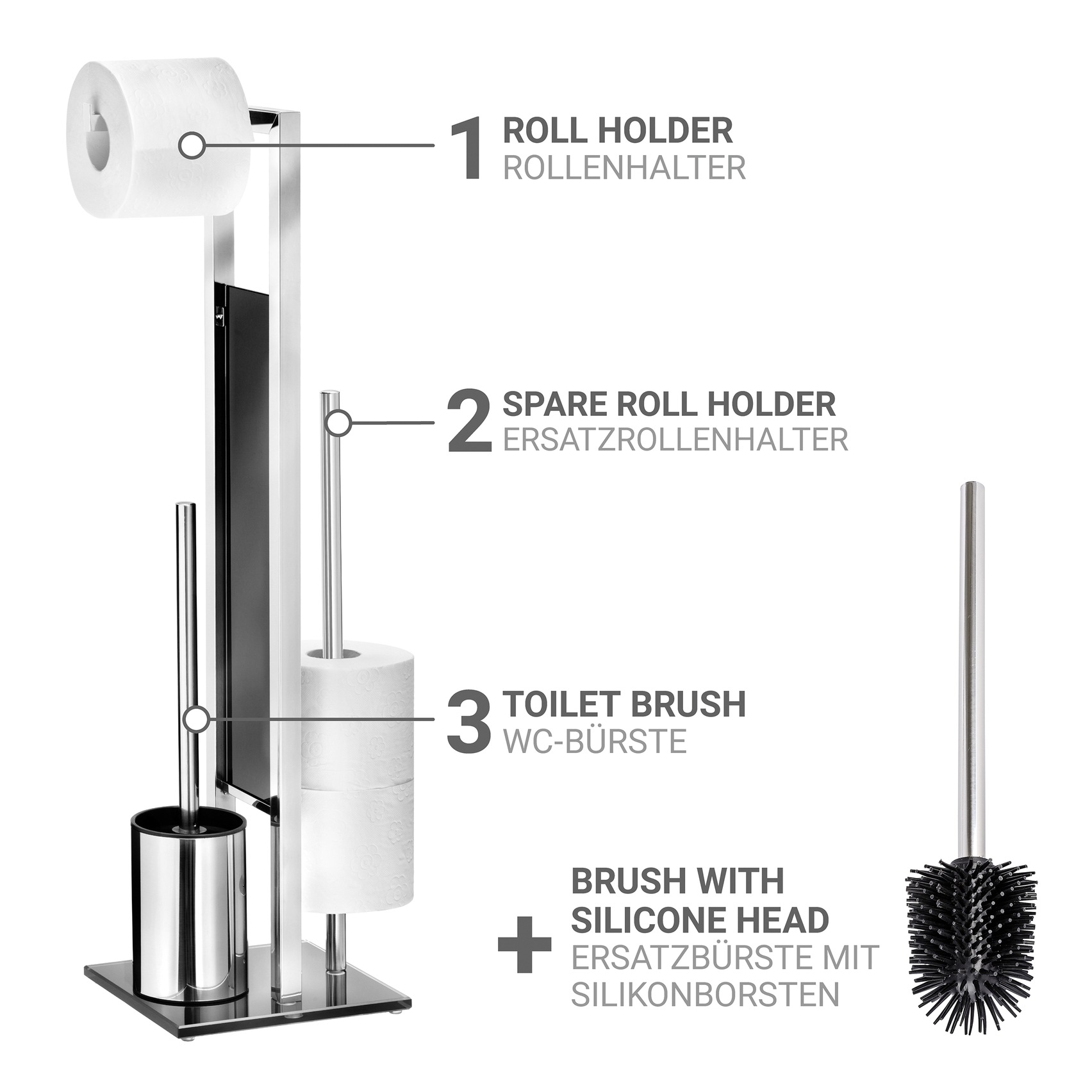 WENKO WC-Garnitur »Rivalta« Set aus Edelstahl | Sicherheitsglas