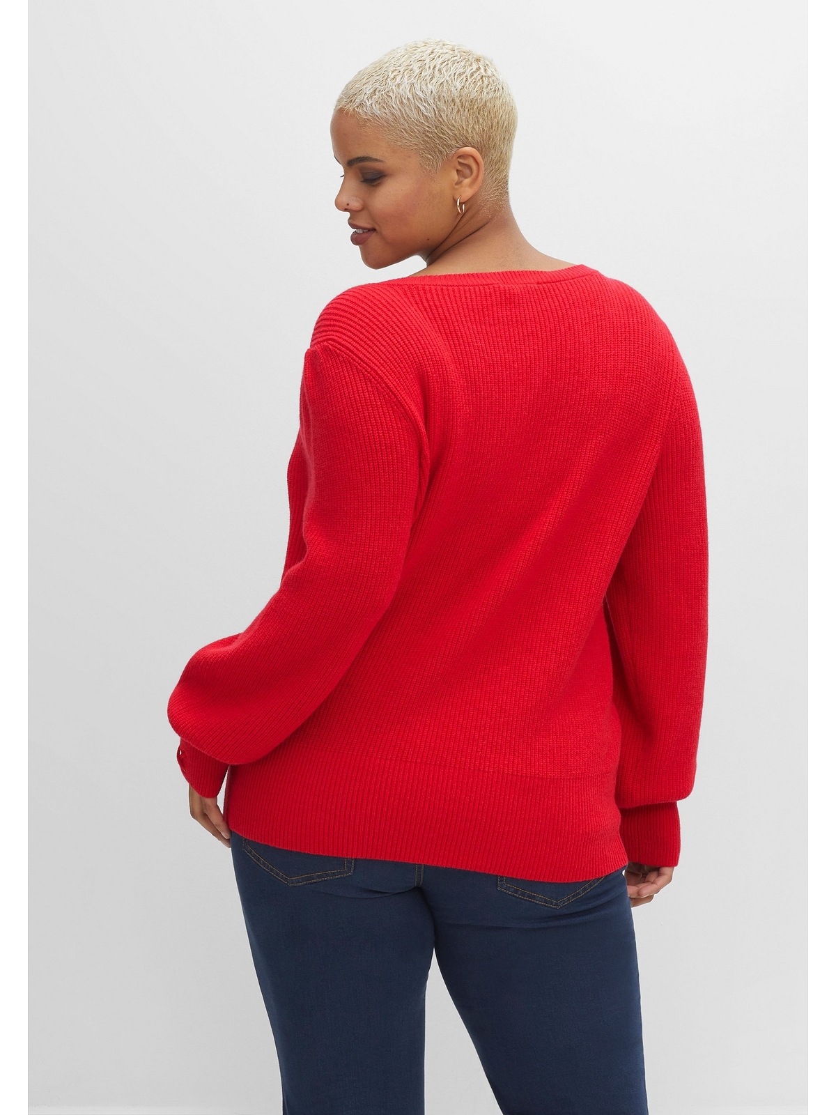 sheego by Joe Browns Strickpullover »Große Größen«, mit Karree-Ausschnitt und Ballonärmeln