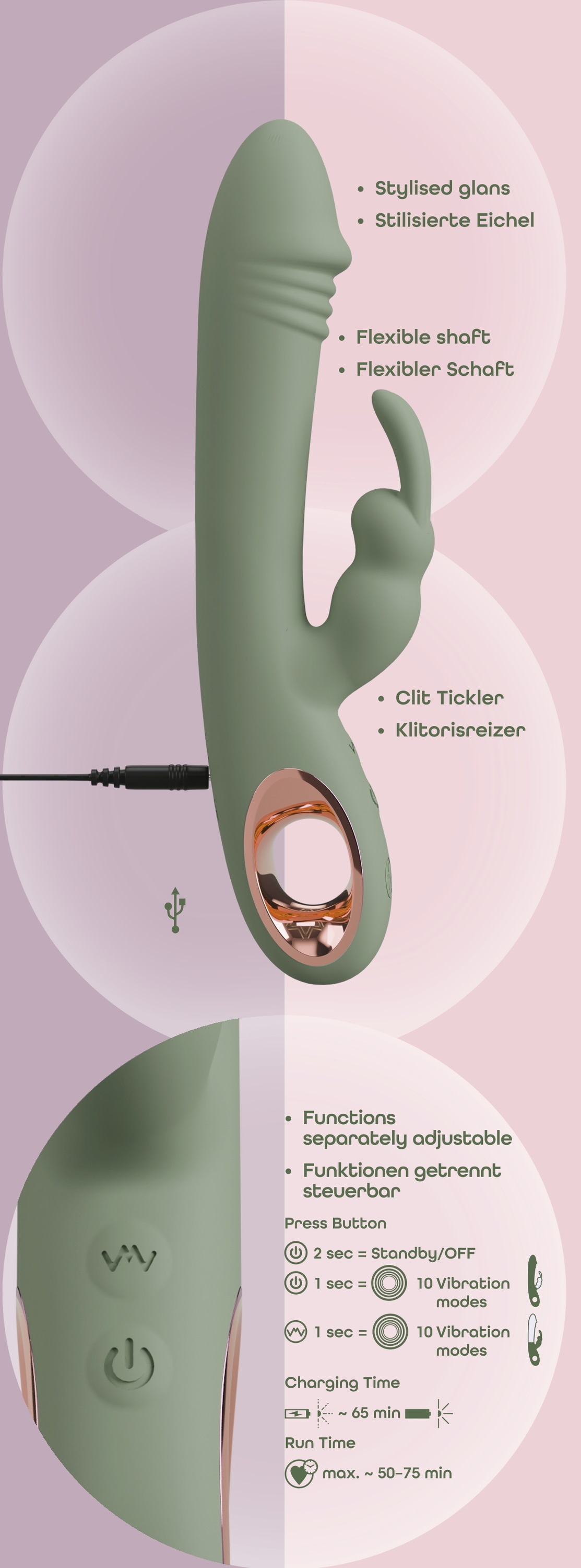 You2Toys Vibrator »Rabbitvibrator Slim Rabbit Olive«