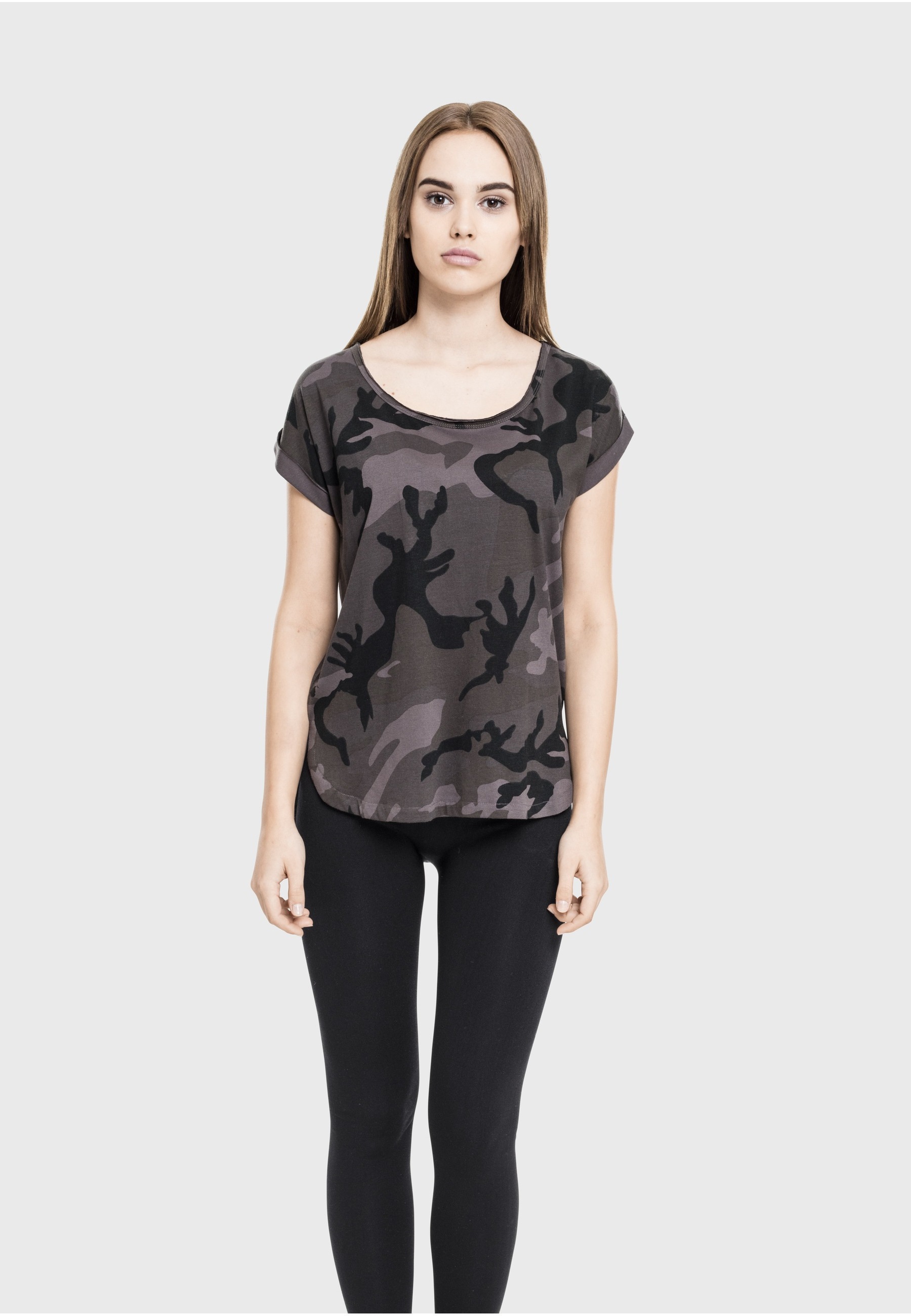URBAN CLASSICS T-Shirt »Urban Classics Damen Ladies Camo Back Shaped Tee« 1 Stk.